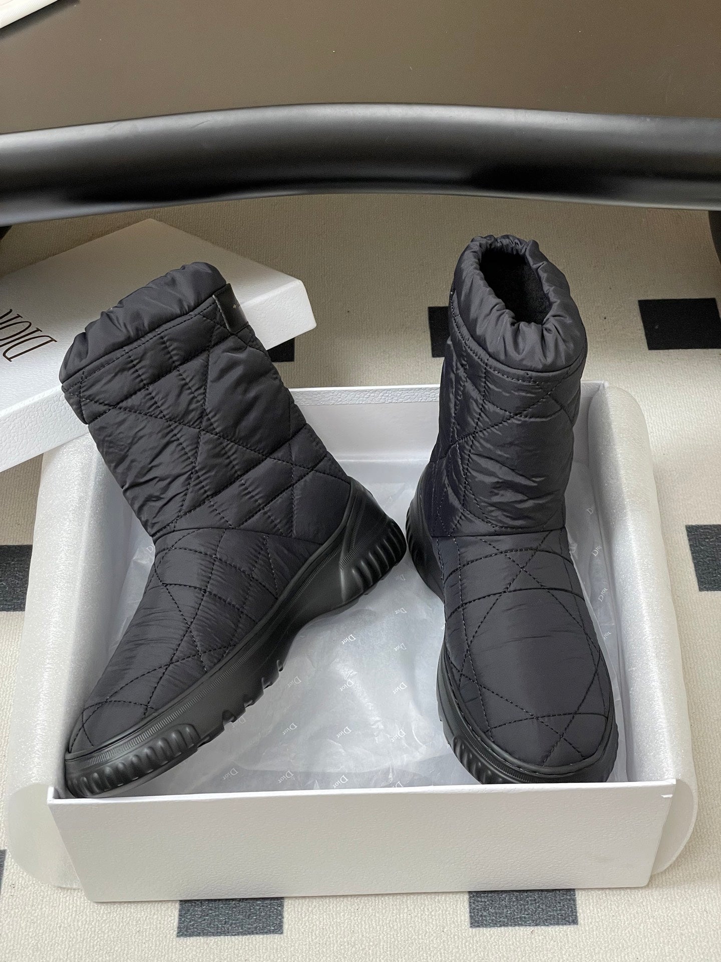 DIOR 25S FROST LOW ANKLE BOOTS IN BLACK FABRIC - 35