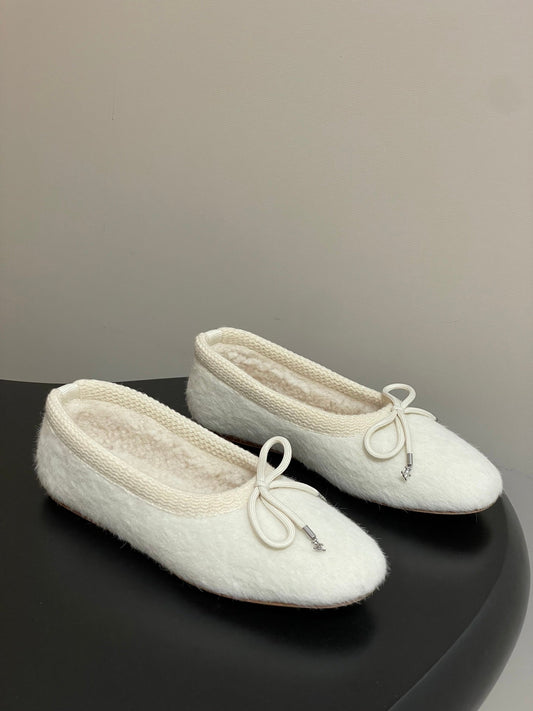 БАЛЕТКИ CELINE 26S З БІЛОЇ ВОВНИ З БАНТОМ, СТИЛЬ 2