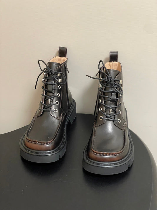 LOEWE 26S ANKLE BOOTS IN DARK BROWN CALFSKIN