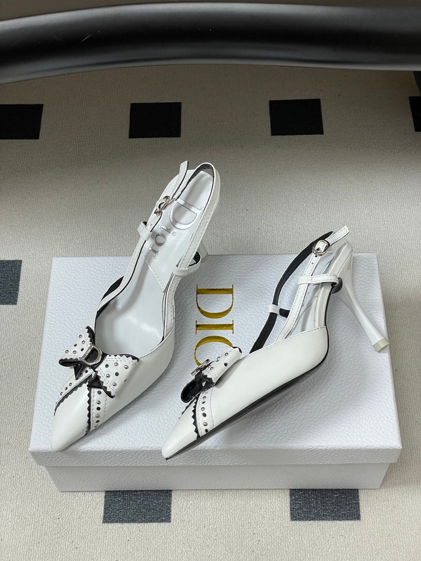 DIOR 26S SLINGBACK HIGH HEELS 100 MM IN WHITE CALFSKIN