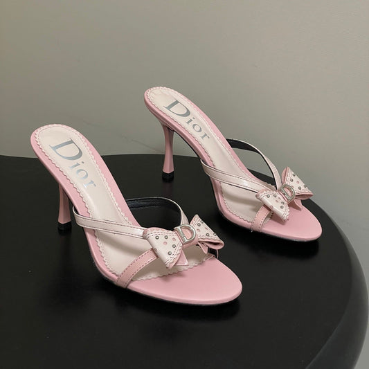 БОСОНІЖКИ DIOR 26S НА ВИСОКИХ ПІДБОРАХ 100 ММ ЗІ СВІТЛО-РОЖЕВОЇ ТЕЛЯЧОЇ ШКІРИ