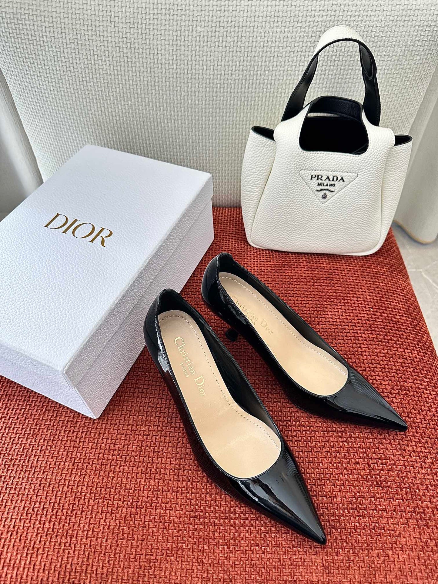 DIOR TRIBALES HIGH HEELS 80 MM 25S IN BLACK GLOSSY LEATHER - 34