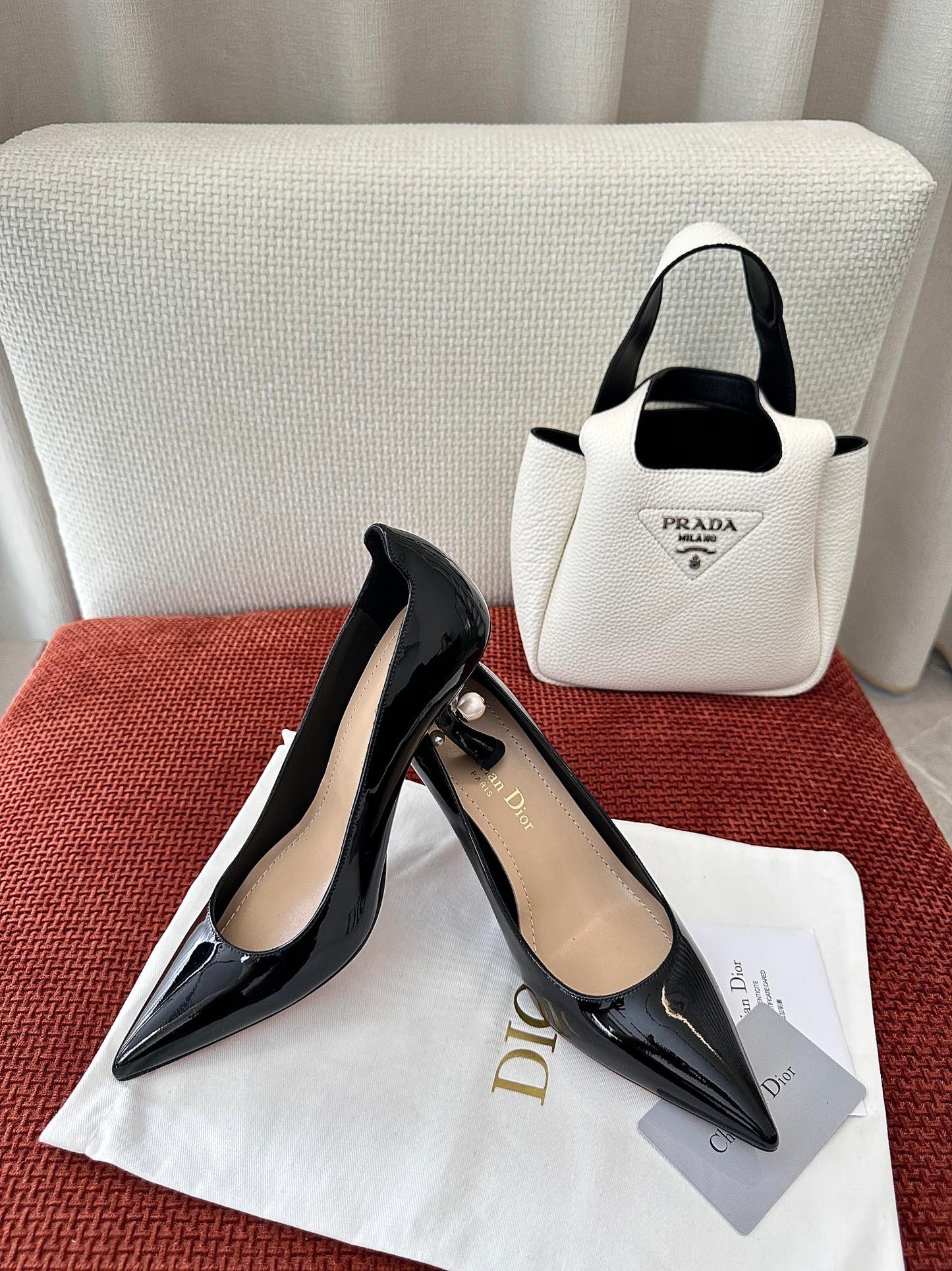 DIOR TRIBALES HIGH HEELS 80 MM 25S IN BLACK GLOSSY LEATHER - 34