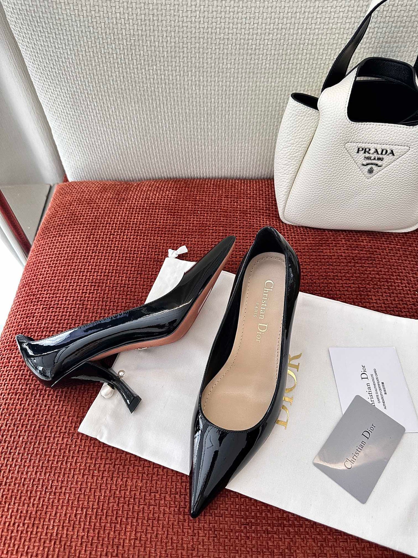 DIOR TRIBALES HIGH HEELS 80 MM 25S IN BLACK GLOSSY LEATHER - 34