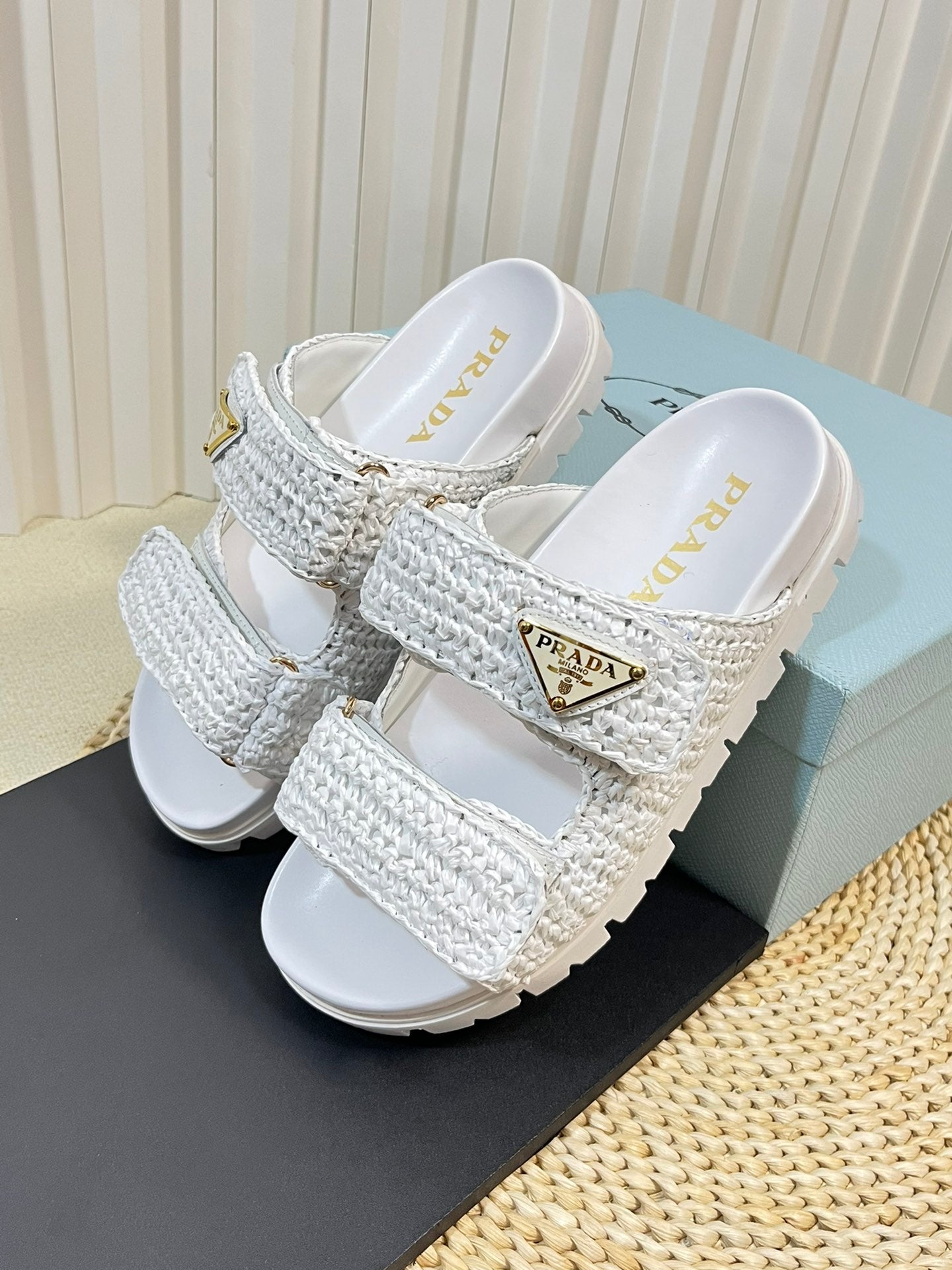 Pra Raffia Cork Slide 40 White - 35