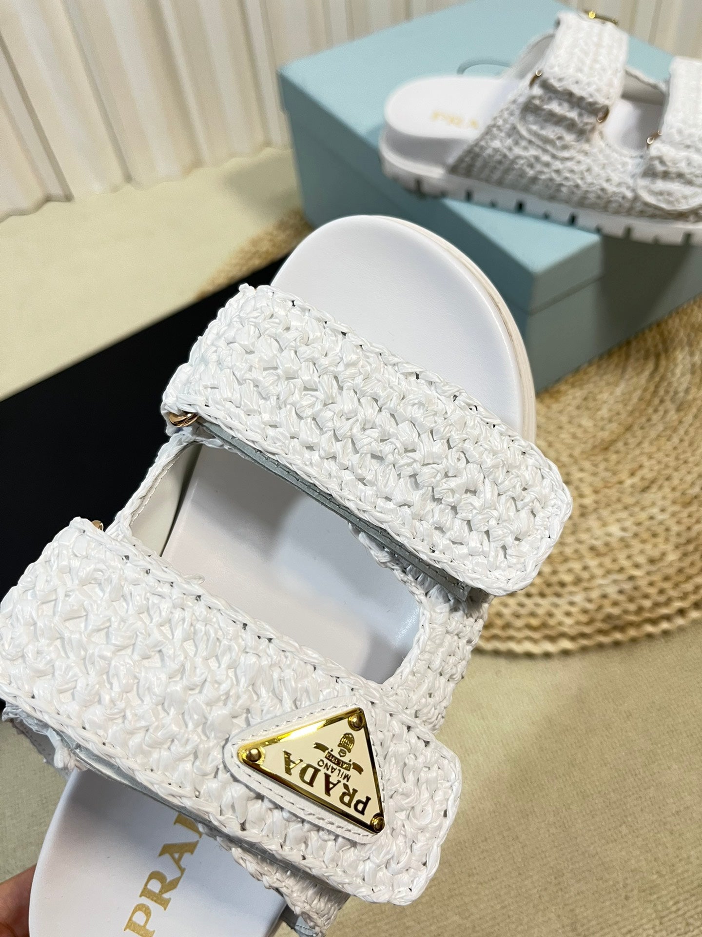 Pra Raffia Cork Slide 40 White - 35