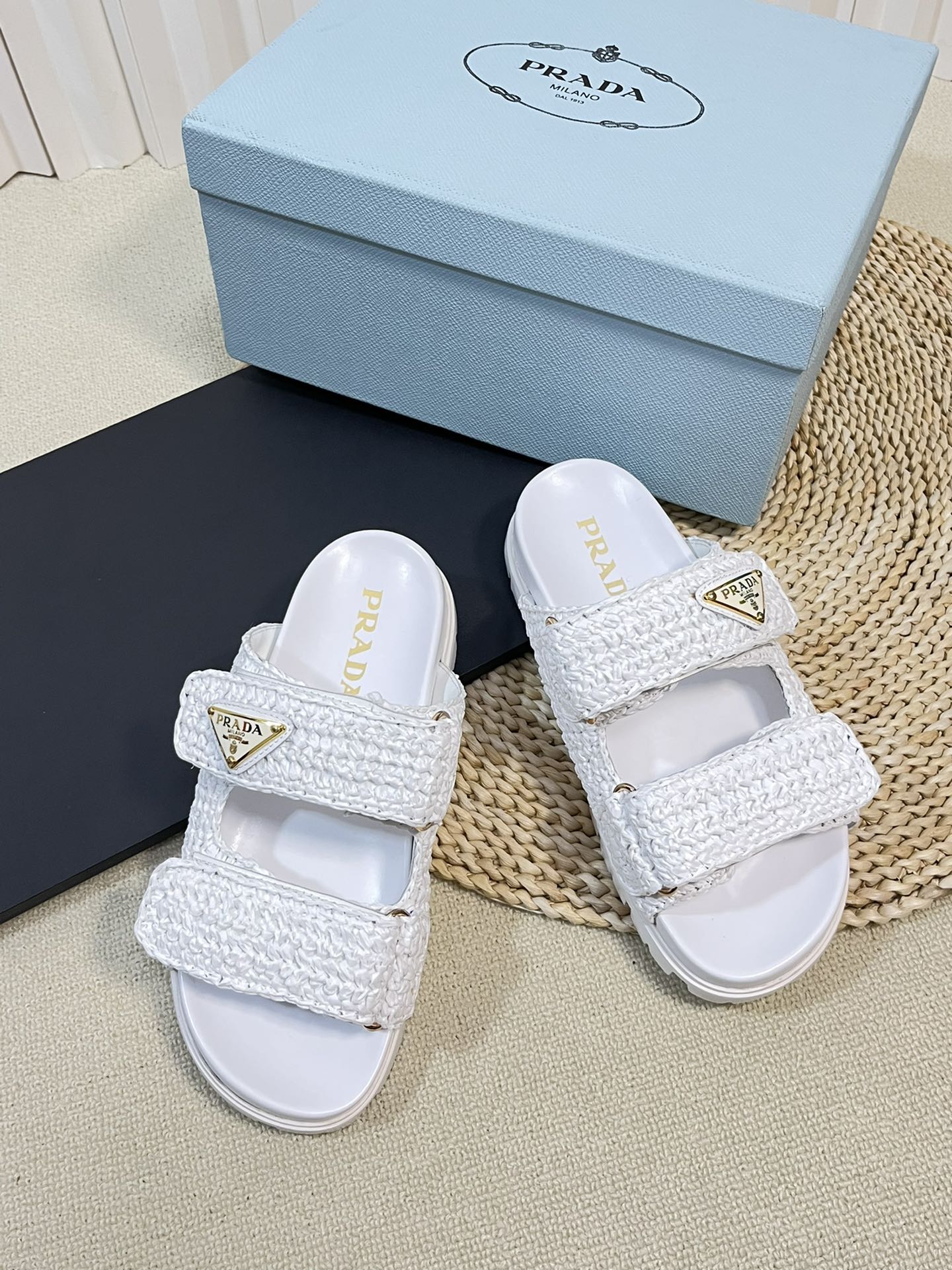 Pra Raffia Cork Slide 40 White - 35