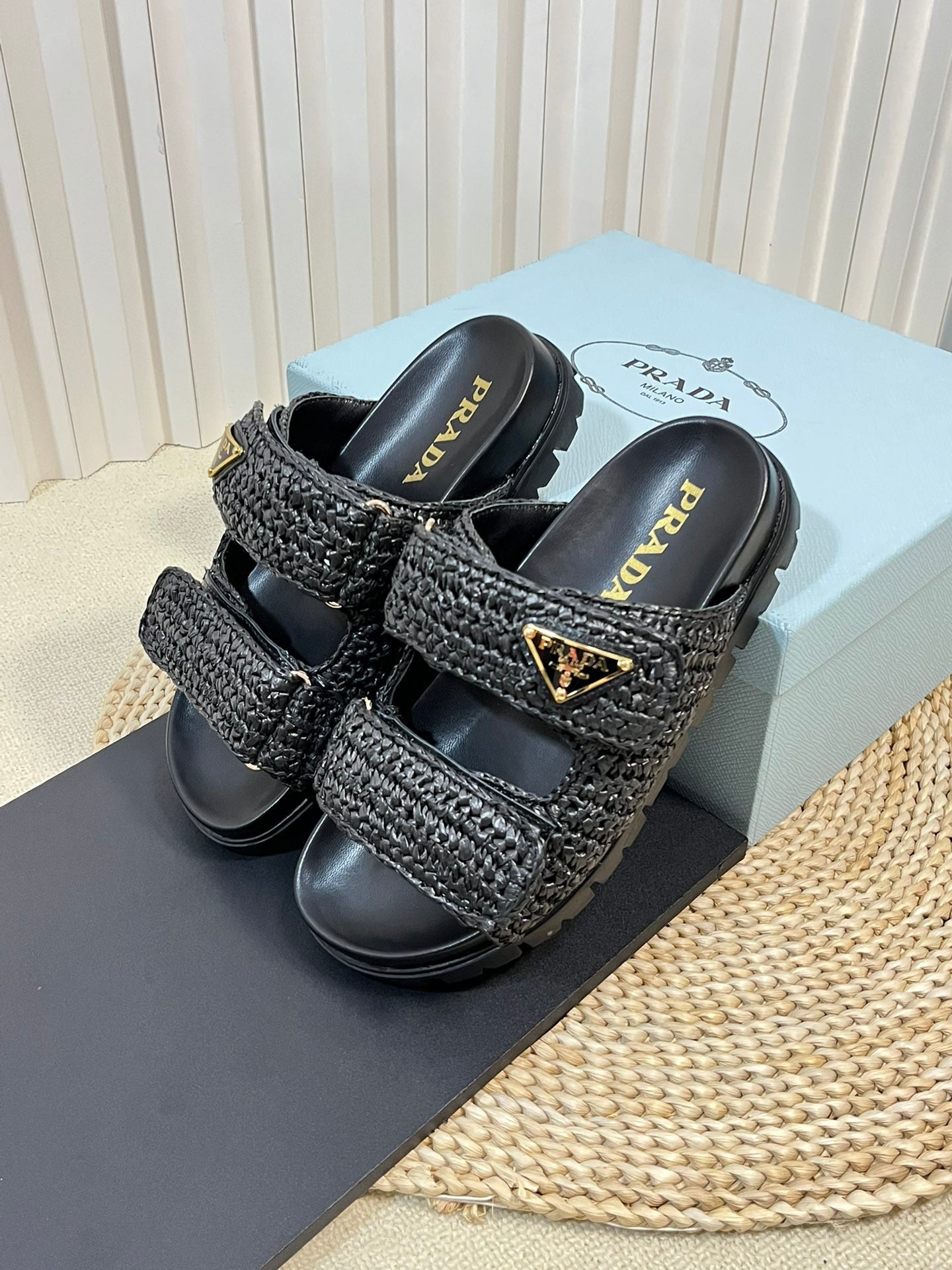 Pra Raffia Cork Slide 40 Black - 35