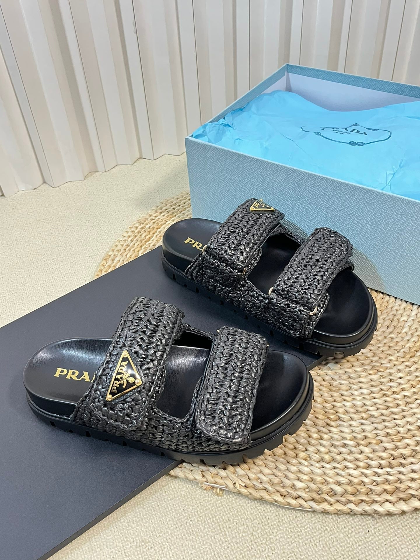 Pra Raffia Cork Slide 40 Black - 35