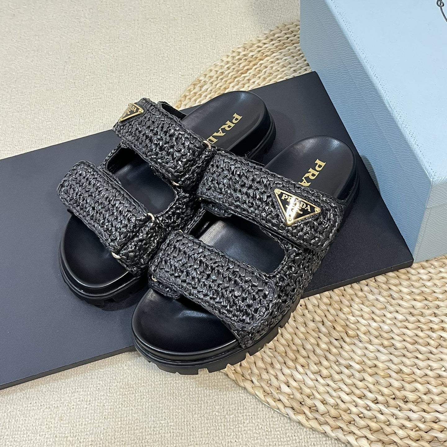 Pra Raffia Cork Slide 40 Black - 35