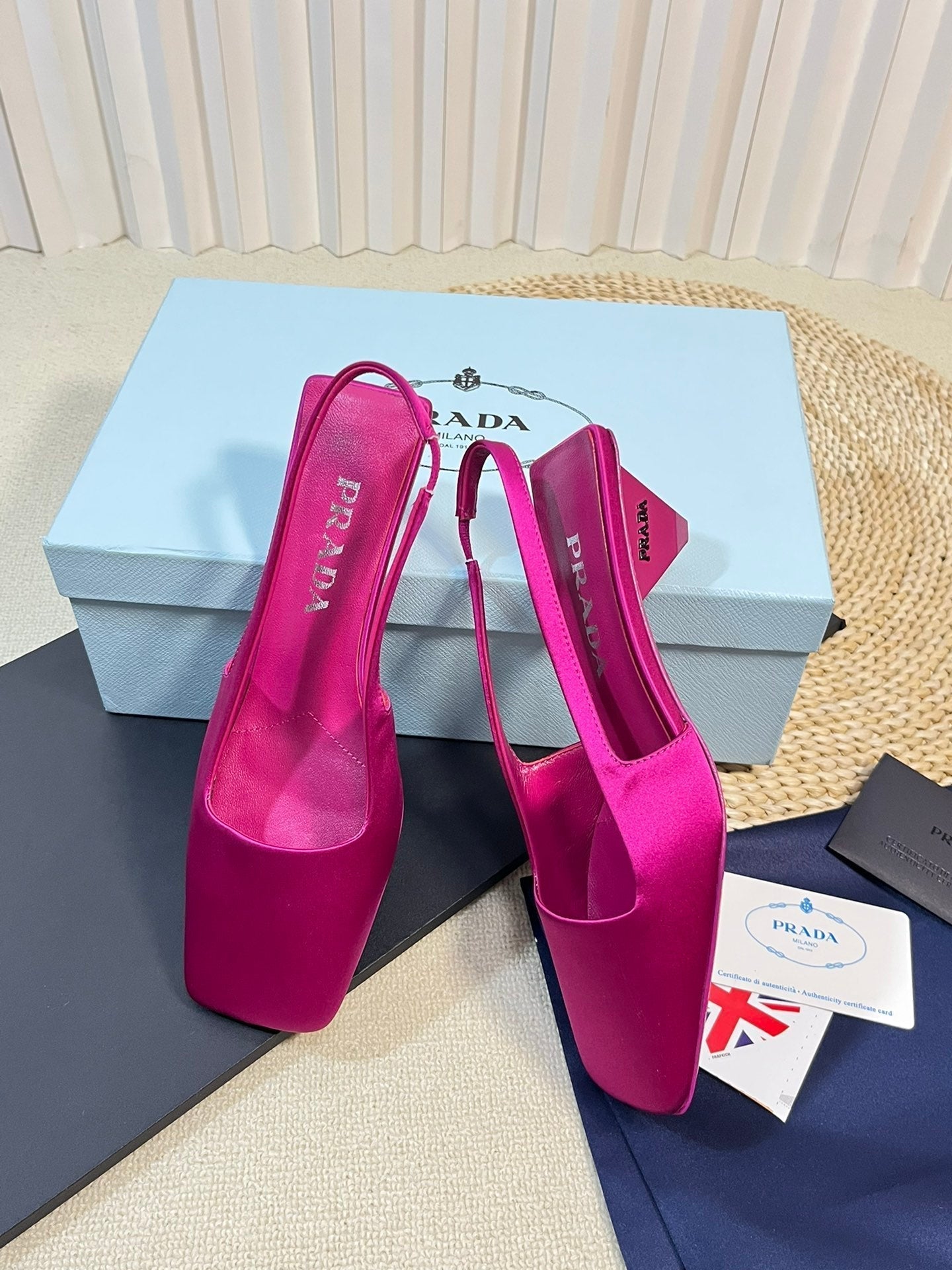 PRA SQUARE TOE SLINGBACK PUMPS BARBIE PINK SATIN - 35