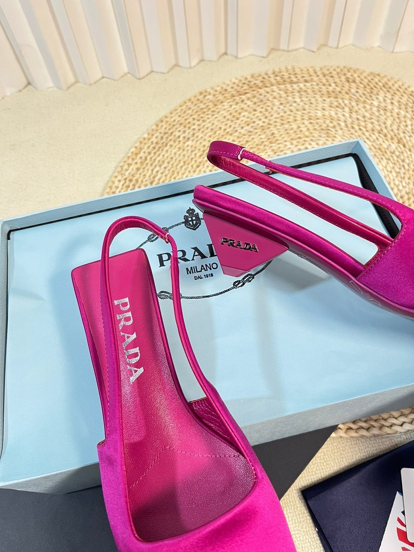 PRA SQUARE TOE SLINGBACK PUMPS BARBIE PINK SATIN - 35