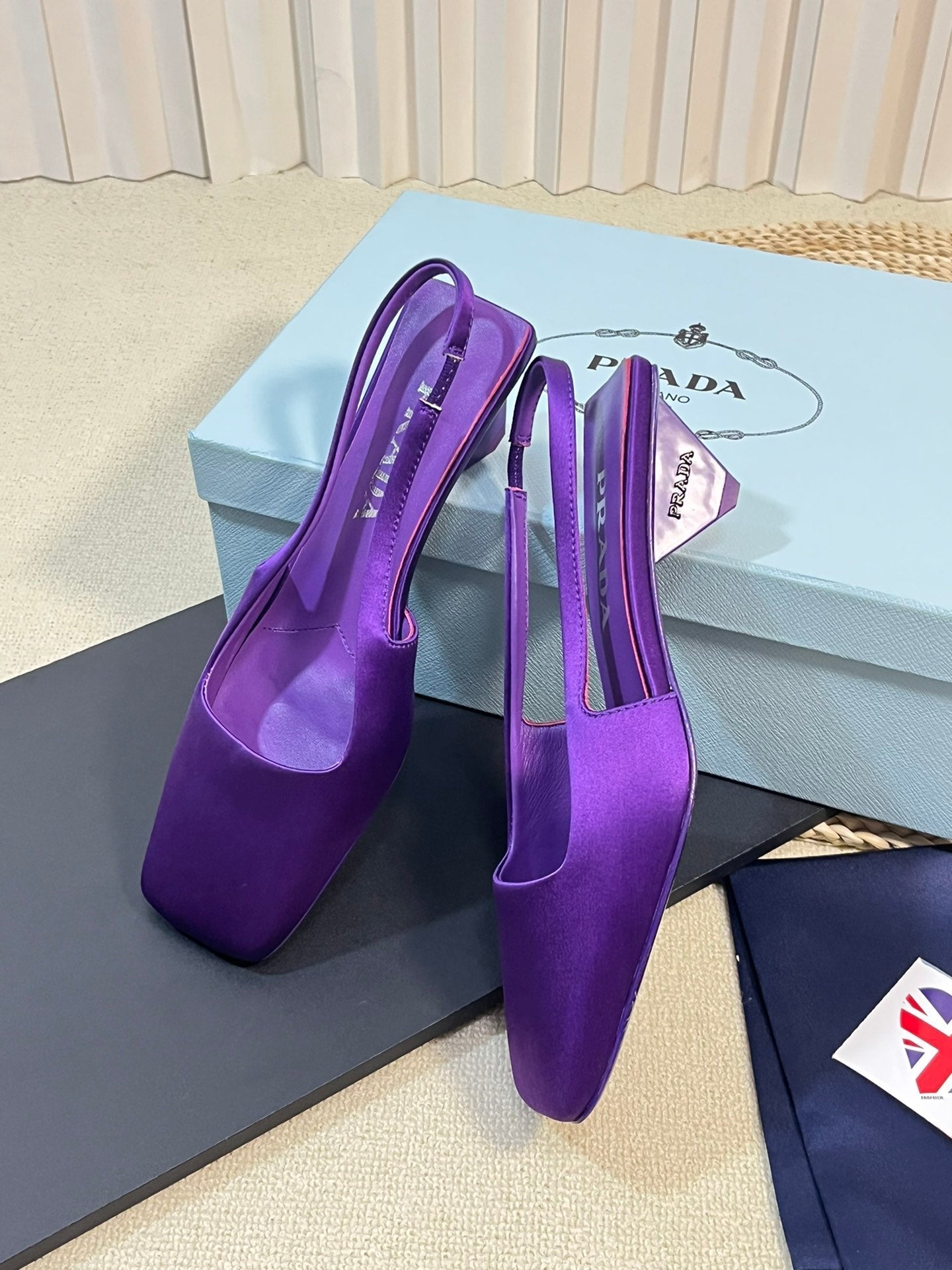PRA SQUARE TOE SLINGBACK PUMPS VIOLET SATIN - 35