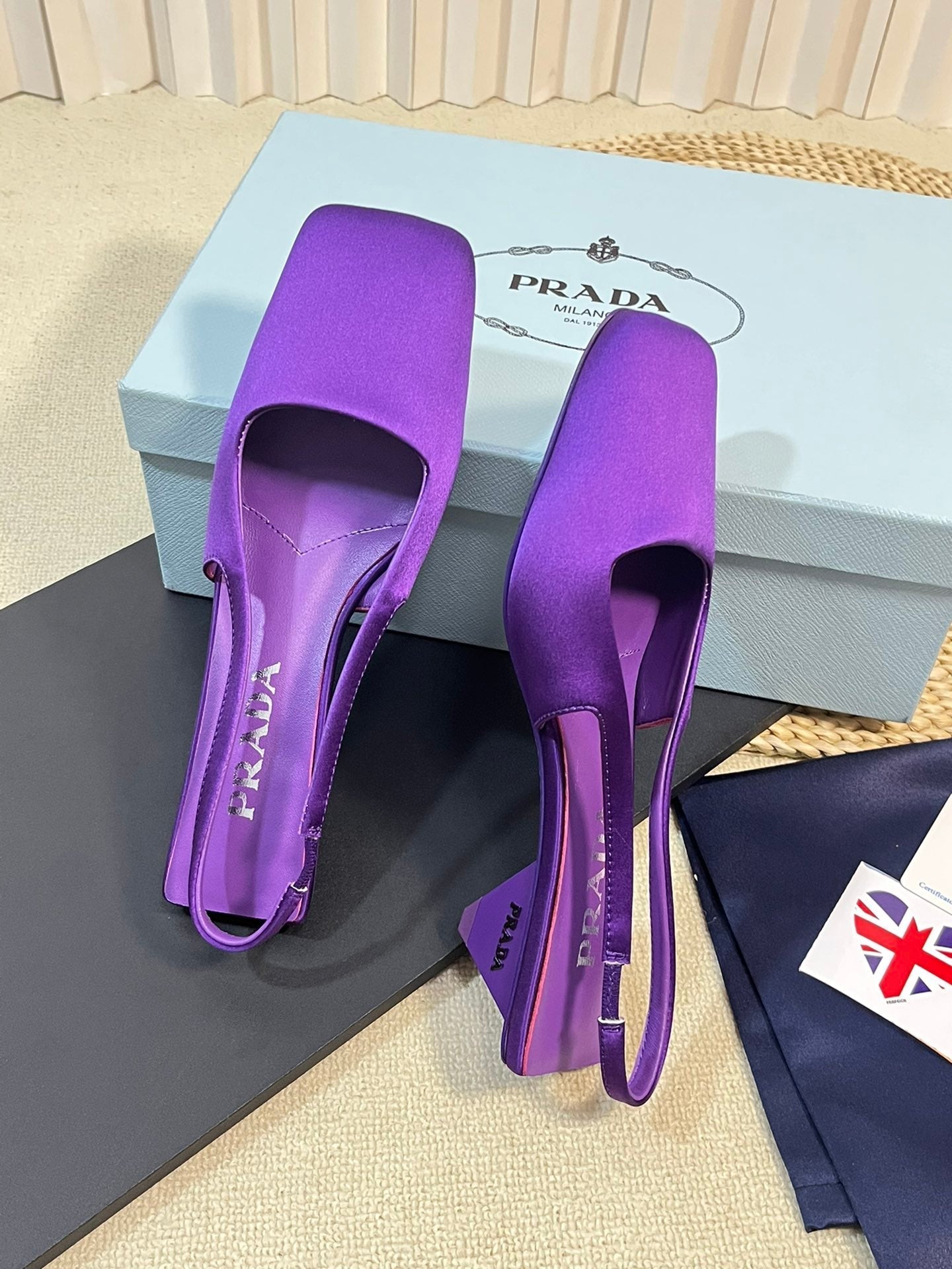 PRA SQUARE TOE SLINGBACK PUMPS VIOLET SATIN - 35