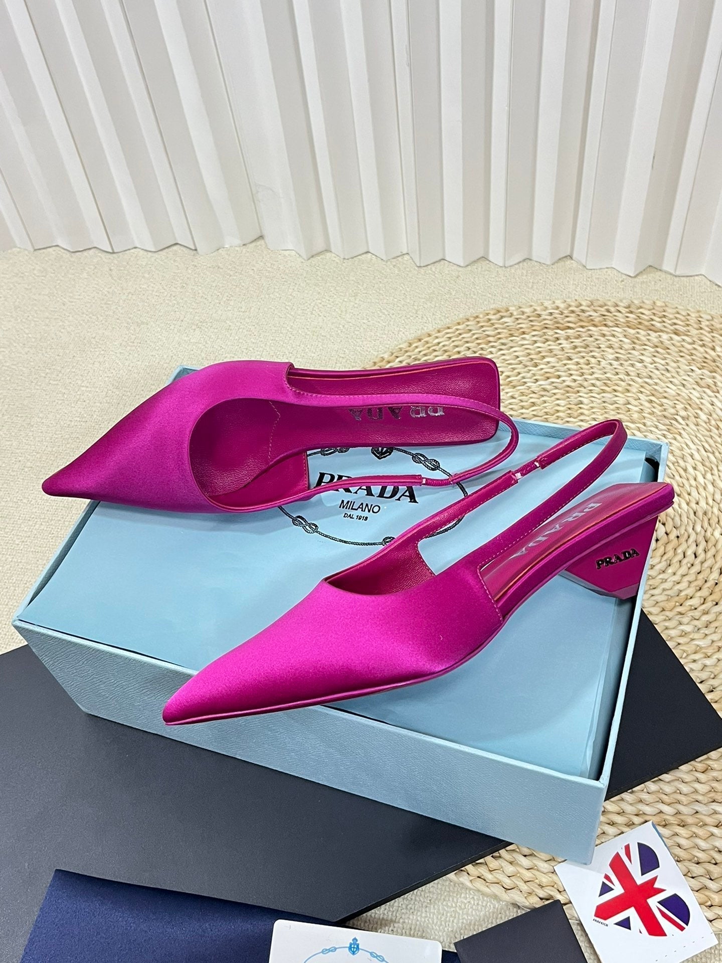 PRA POINTED TOE SLINGBACK PUMPS BRIGHT PINK SATIN - 35