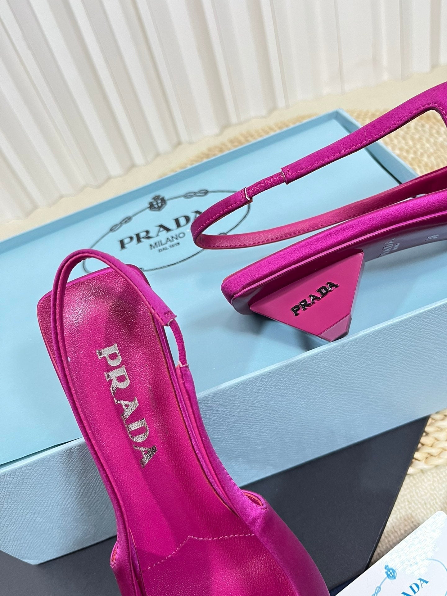 PRA POINTED TOE SLINGBACK PUMPS BRIGHT PINK SATIN - 35