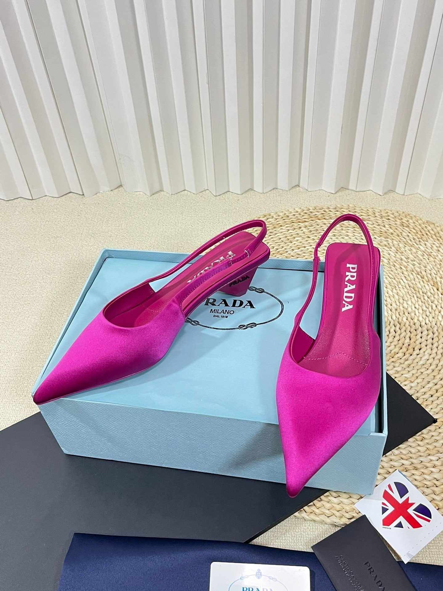 PRA POINTED TOE SLINGBACK PUMPS BRIGHT PINK SATIN - 35