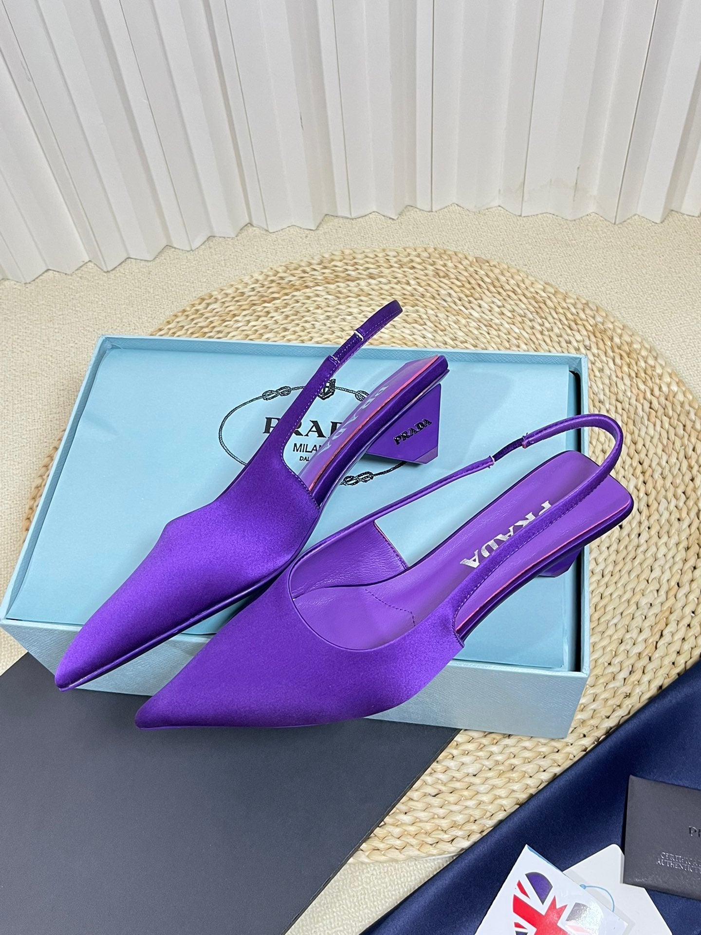 PRA POINTED TOE SLINGBACK PUMPS VIOLET SATIN - 35