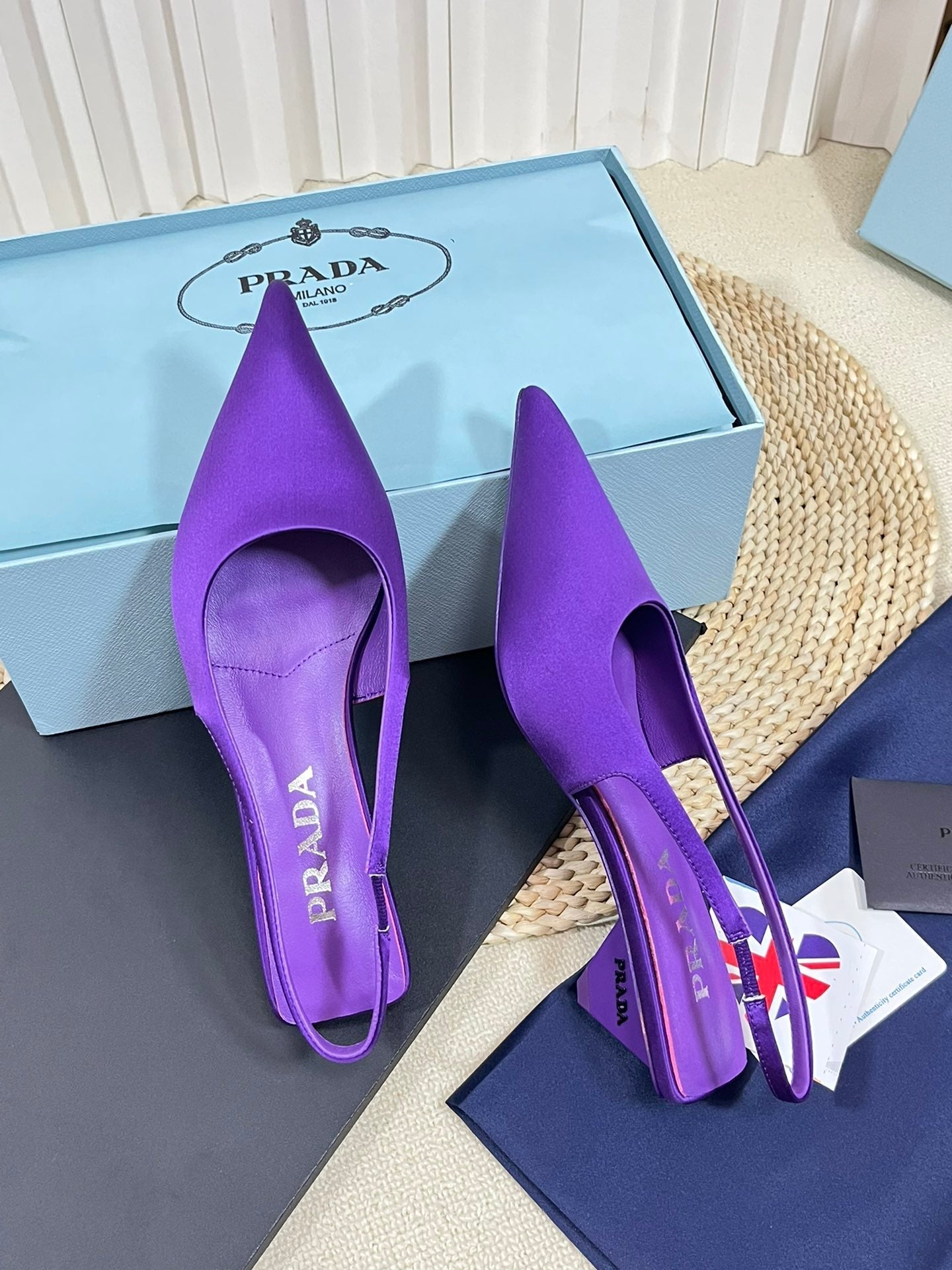 PRA POINTED TOE SLINGBACK PUMPS VIOLET SATIN - 35