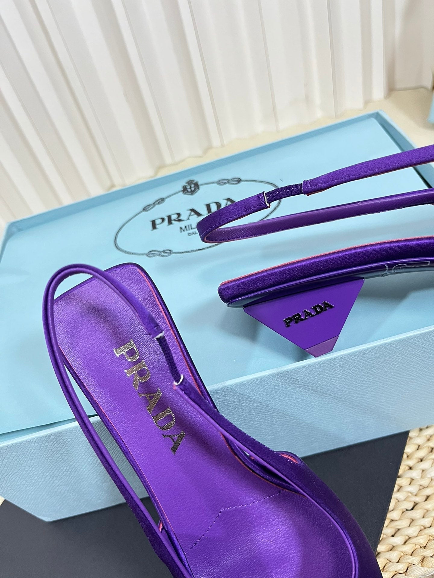 PRA POINTED TOE SLINGBACK PUMPS VIOLET SATIN - 35