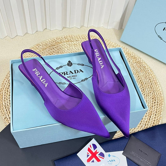 PRA POINTED TOE SLINGBACK PUMPS VIOLET SATIN - 35