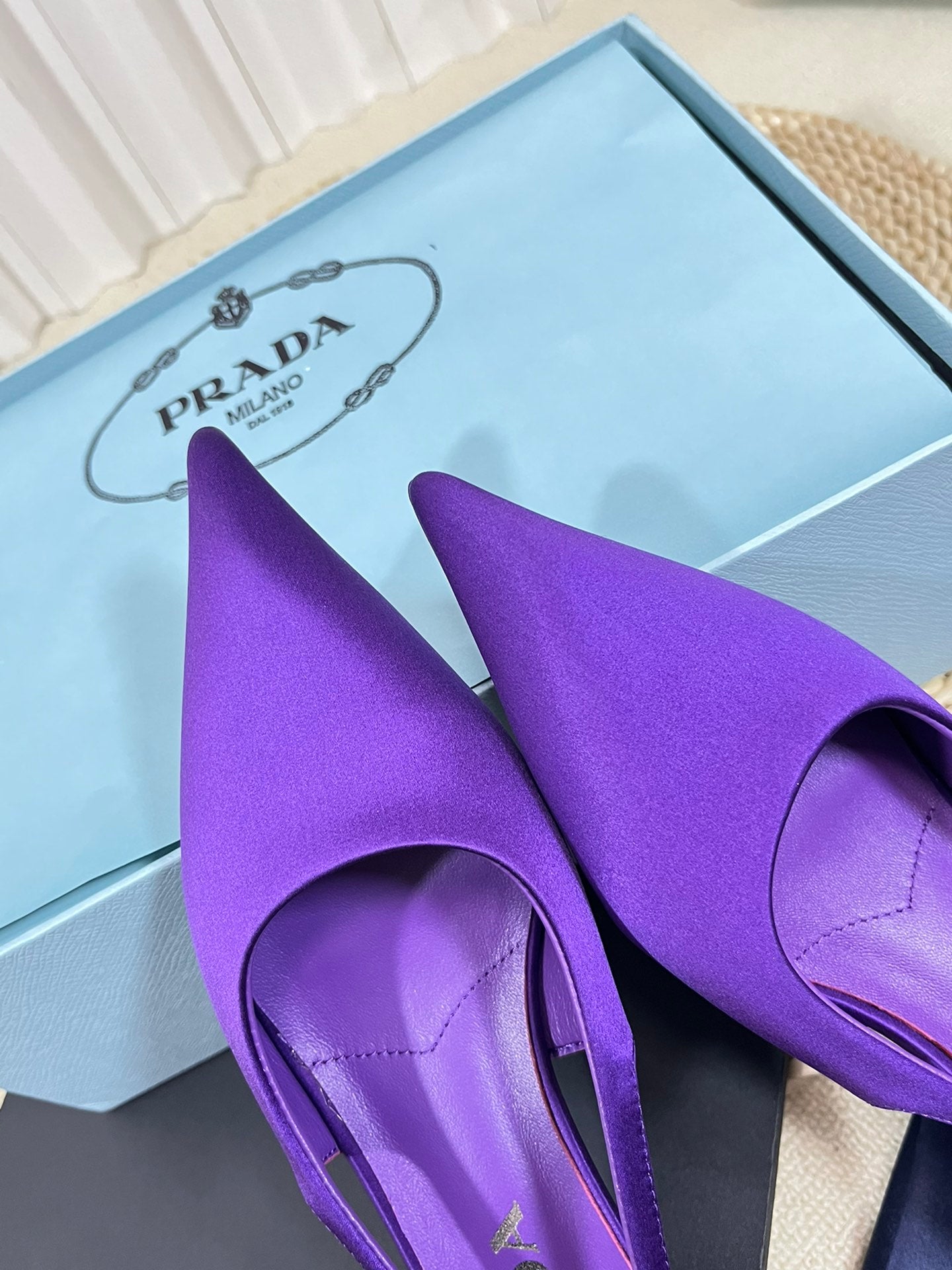 PRA POINTED TOE SLINGBACK PUMPS VIOLET SATIN - 35