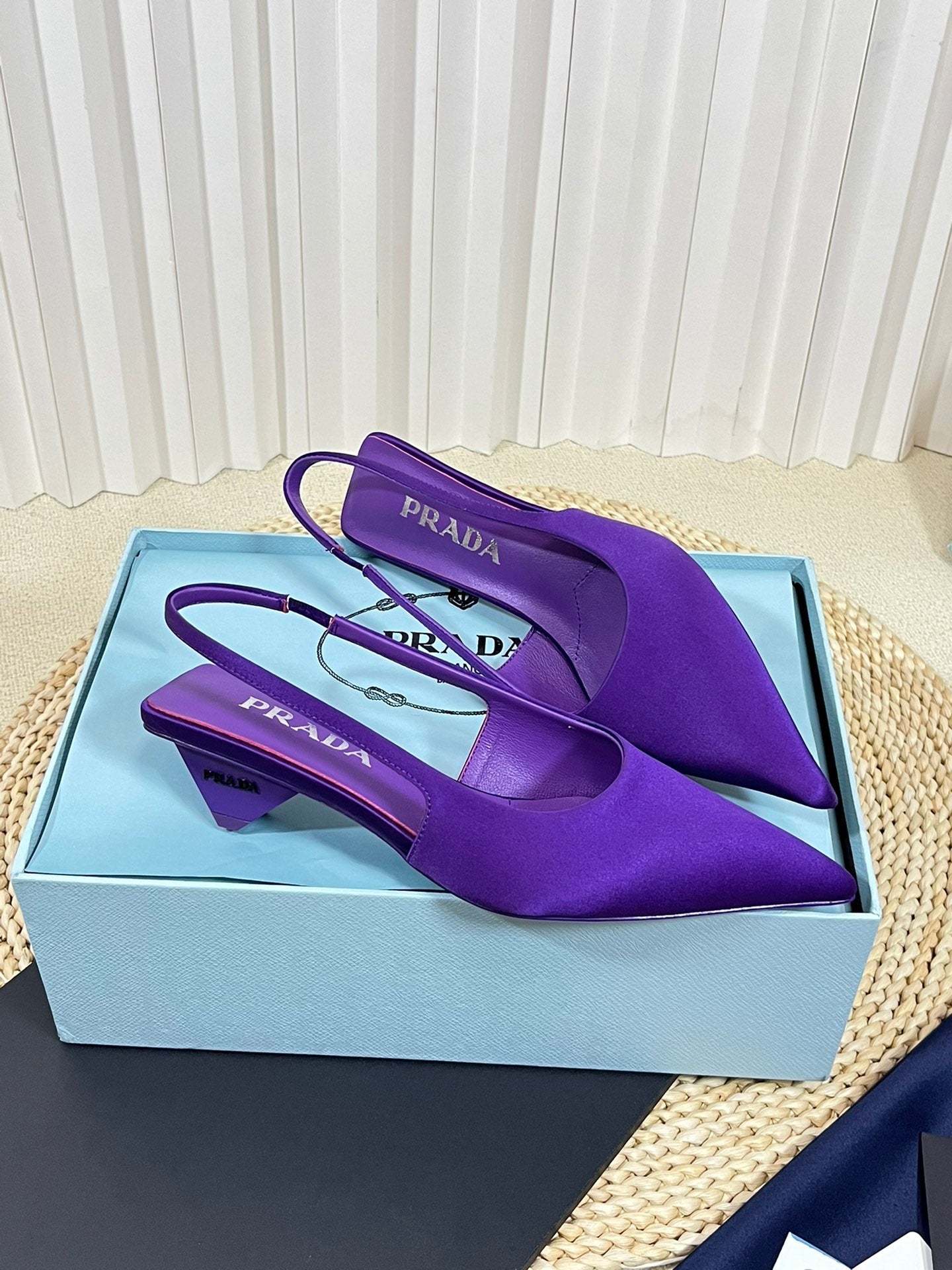 PRA POINTED TOE SLINGBACK PUMPS VIOLET SATIN - 35