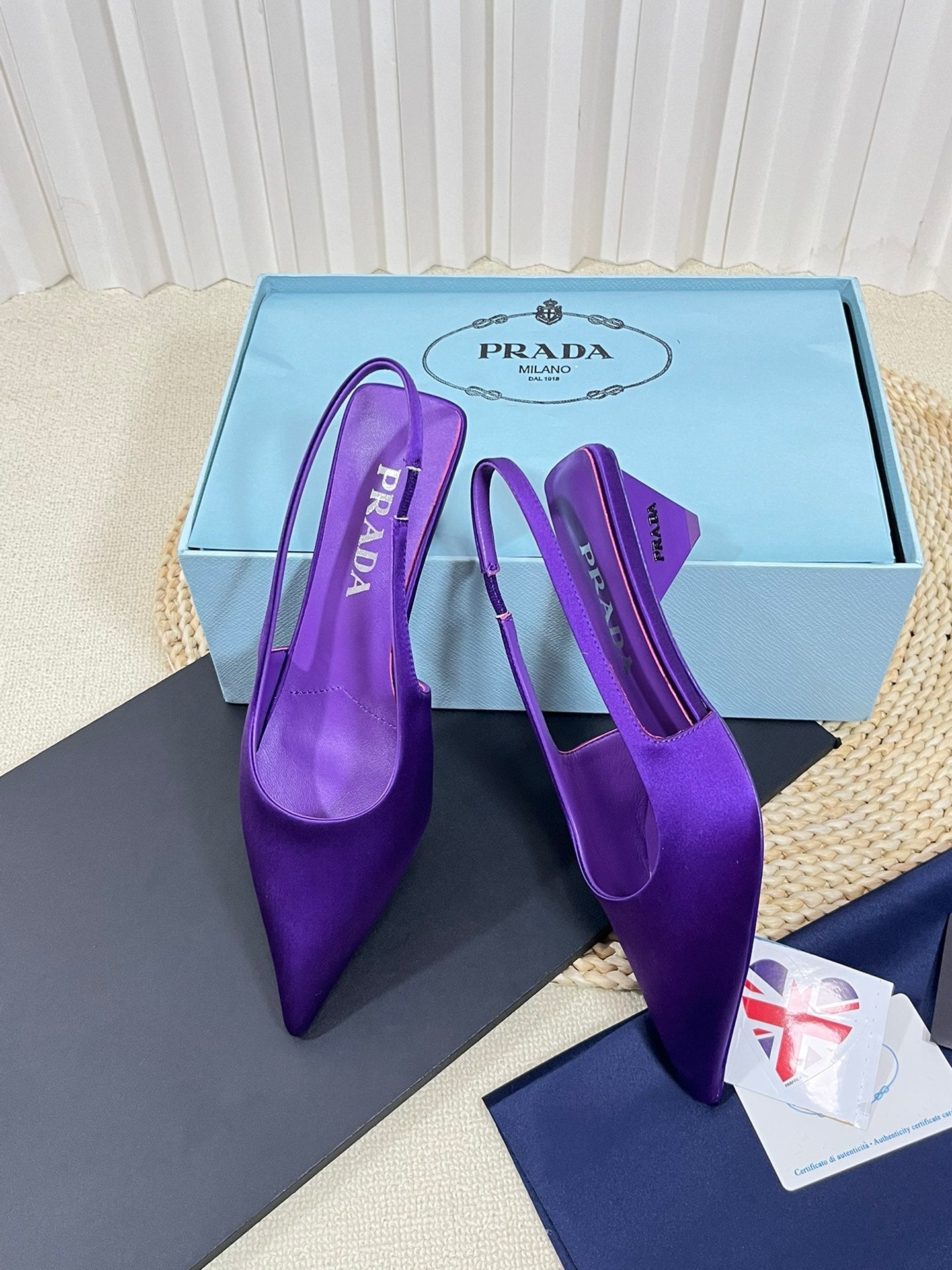 PRA POINTED TOE SLINGBACK PUMPS VIOLET SATIN - 35