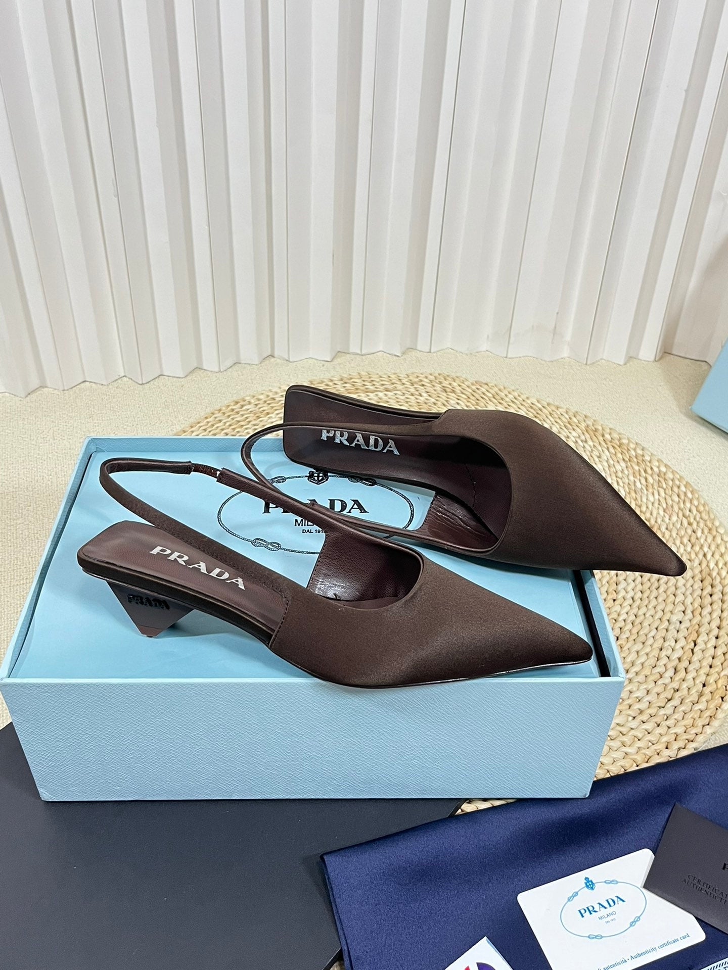PRA POINTED TOE SLINGBACK PUMPS CHOCOLATE SATIN - 35