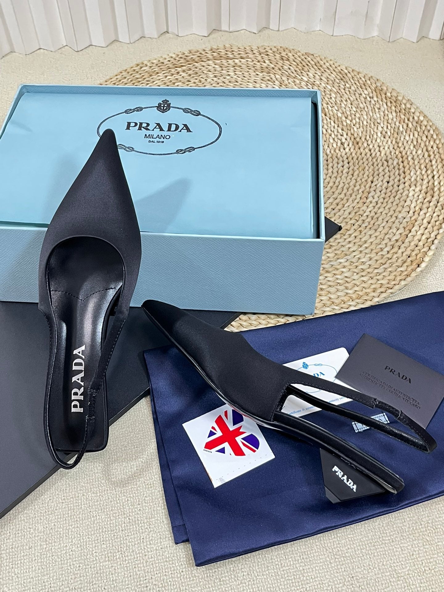 PRA POINTED TOE SLINGBACK PUMPS BLACK SATIN - 35