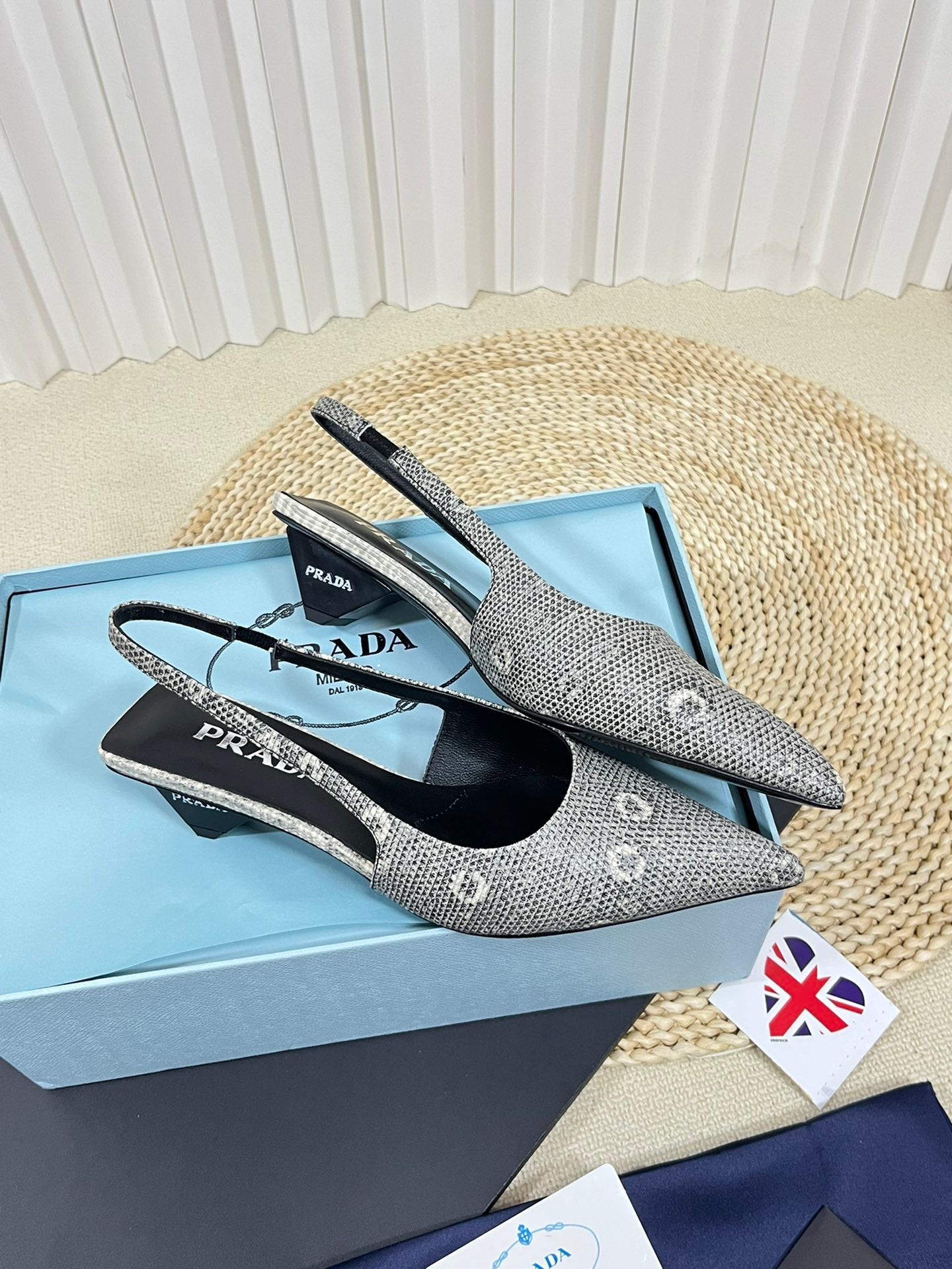PRA POINTED TOE SLINGBACK PUMPS SNAKESKIN MOTIF SATIN - 35