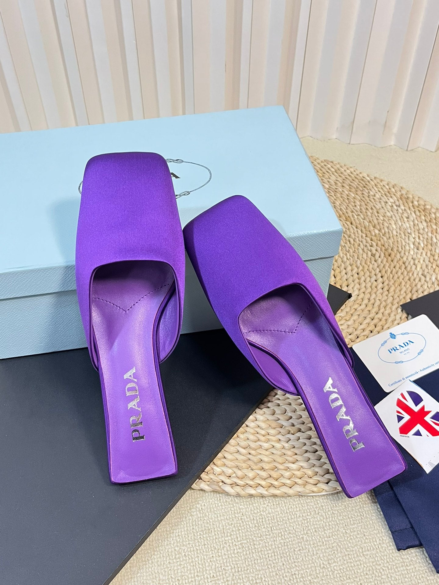 PRA SQUARE TOE MULES VIOLET SATIN - 35