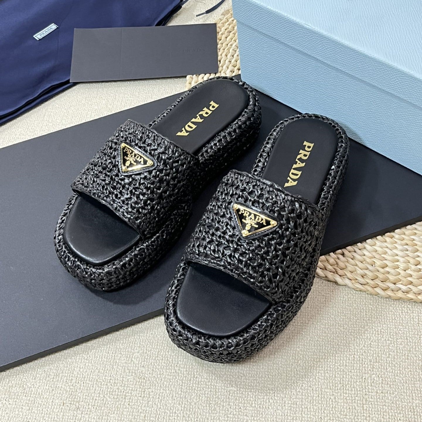 Crochet Flatform Slides 40 Black - 35