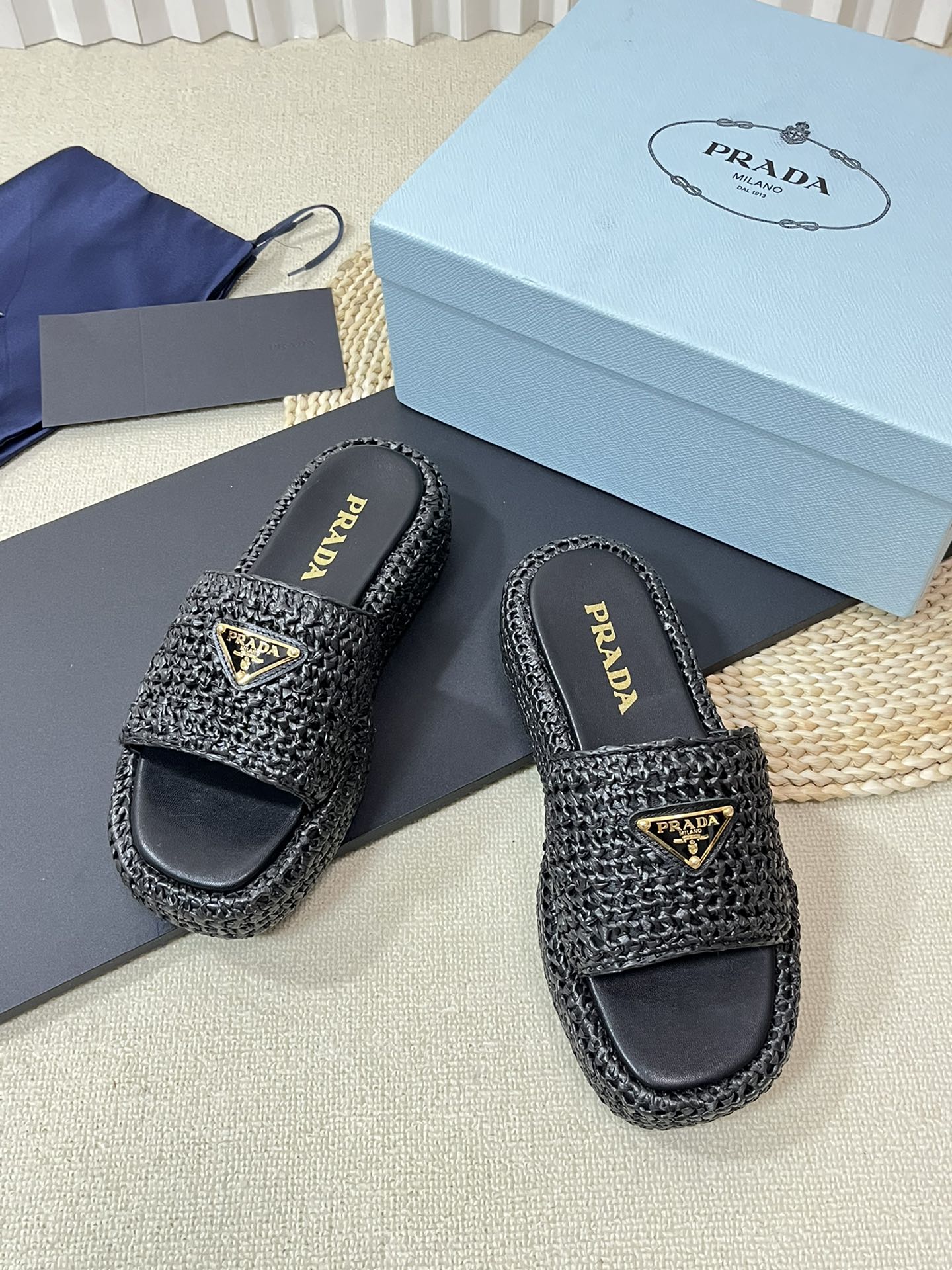 Crochet Flatform Slides 40 Black - 35