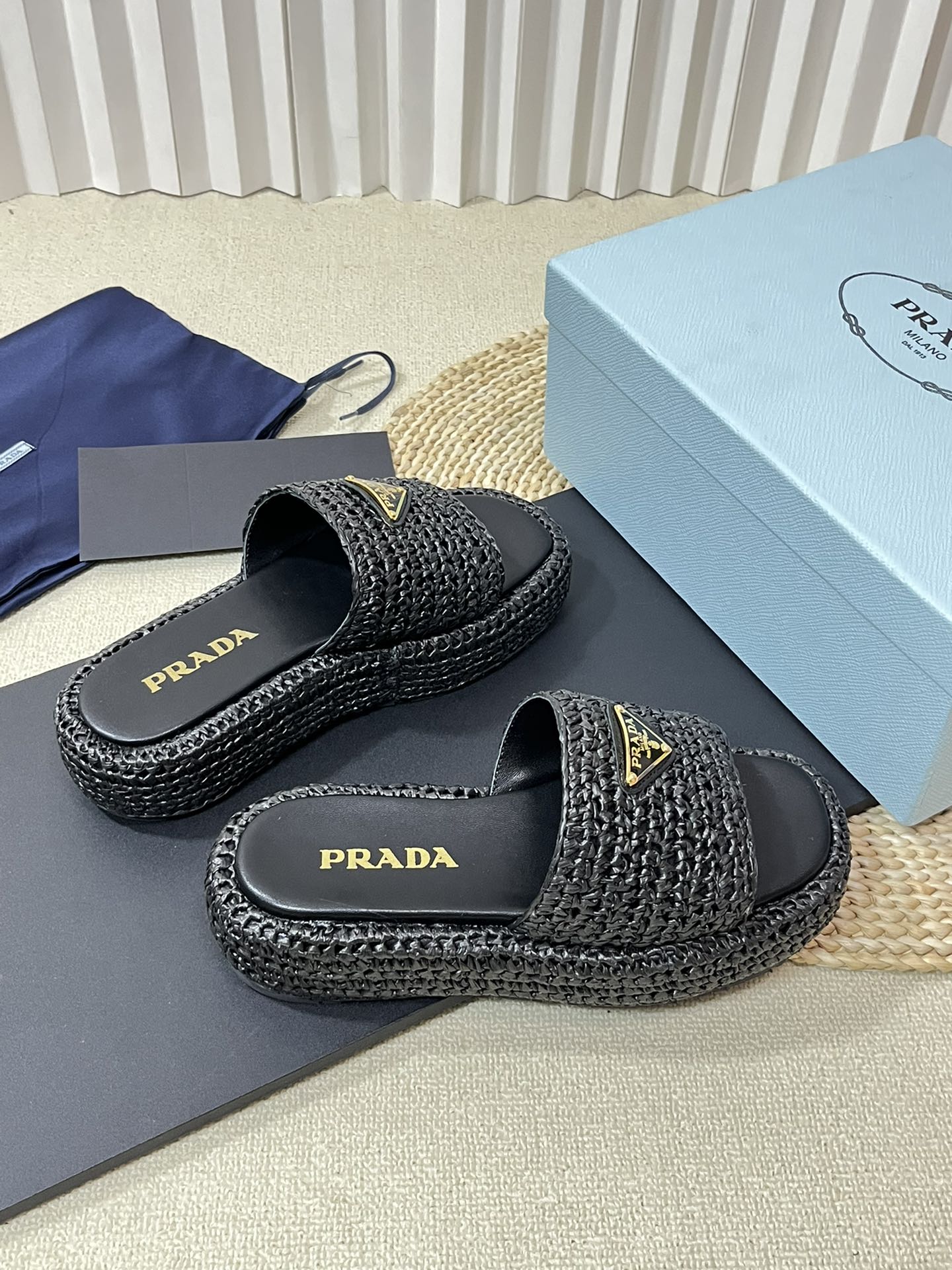 Crochet Flatform Slides 40 Black - 35