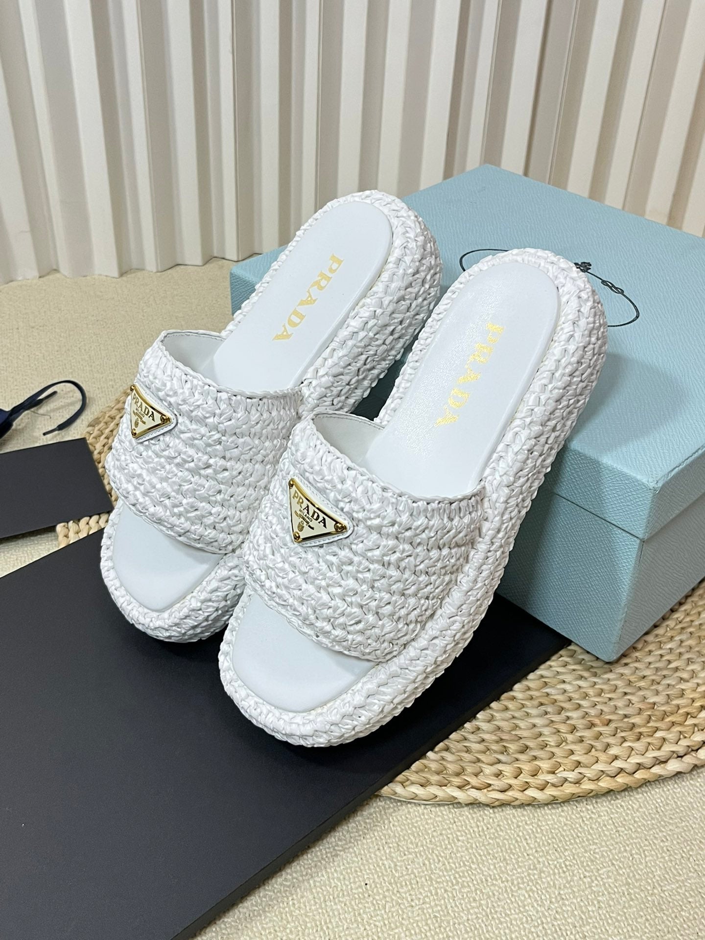 Crochet Flatform Slides 40 White - 35