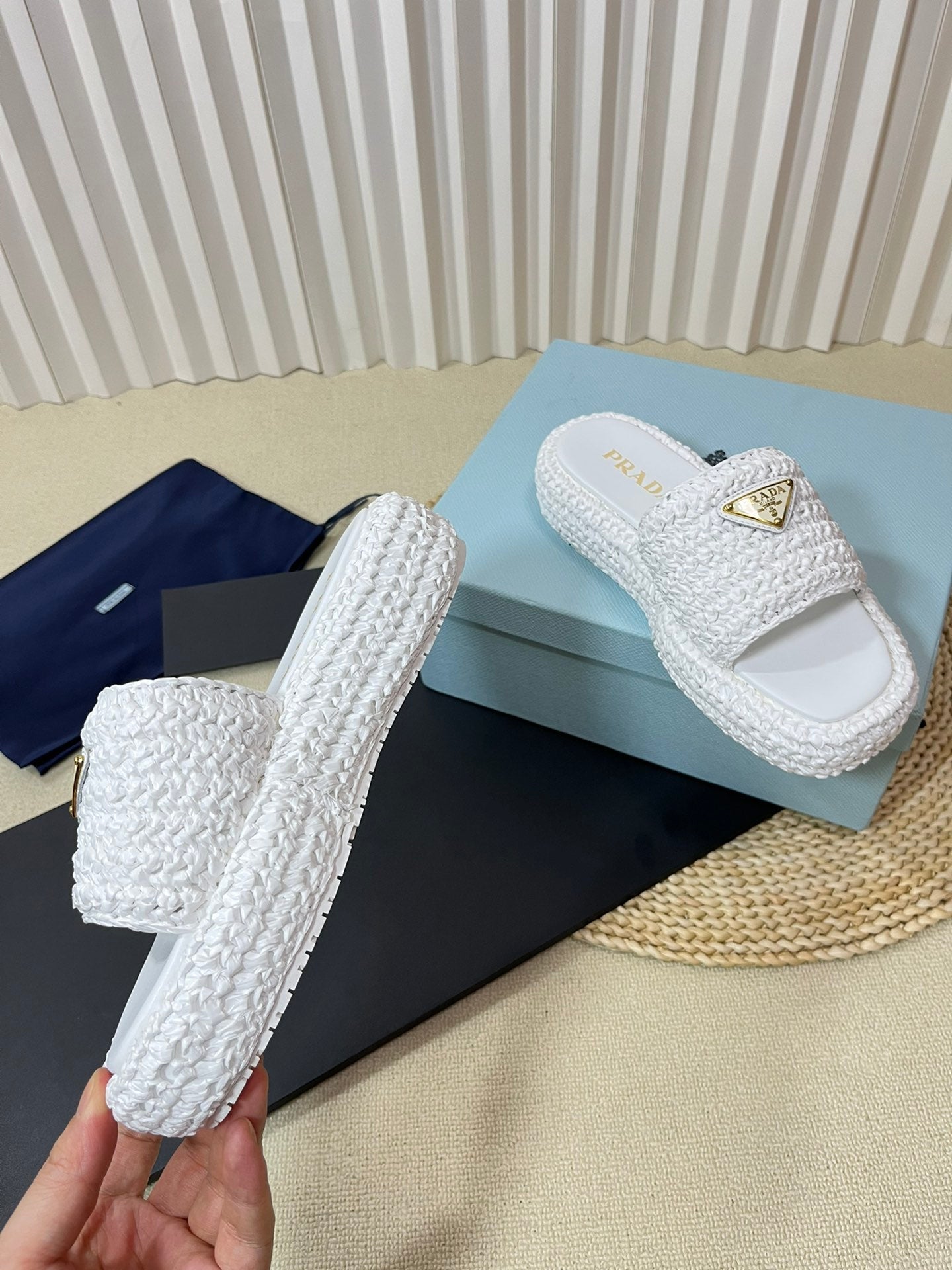 Crochet Flatform Slides 40 White - 35