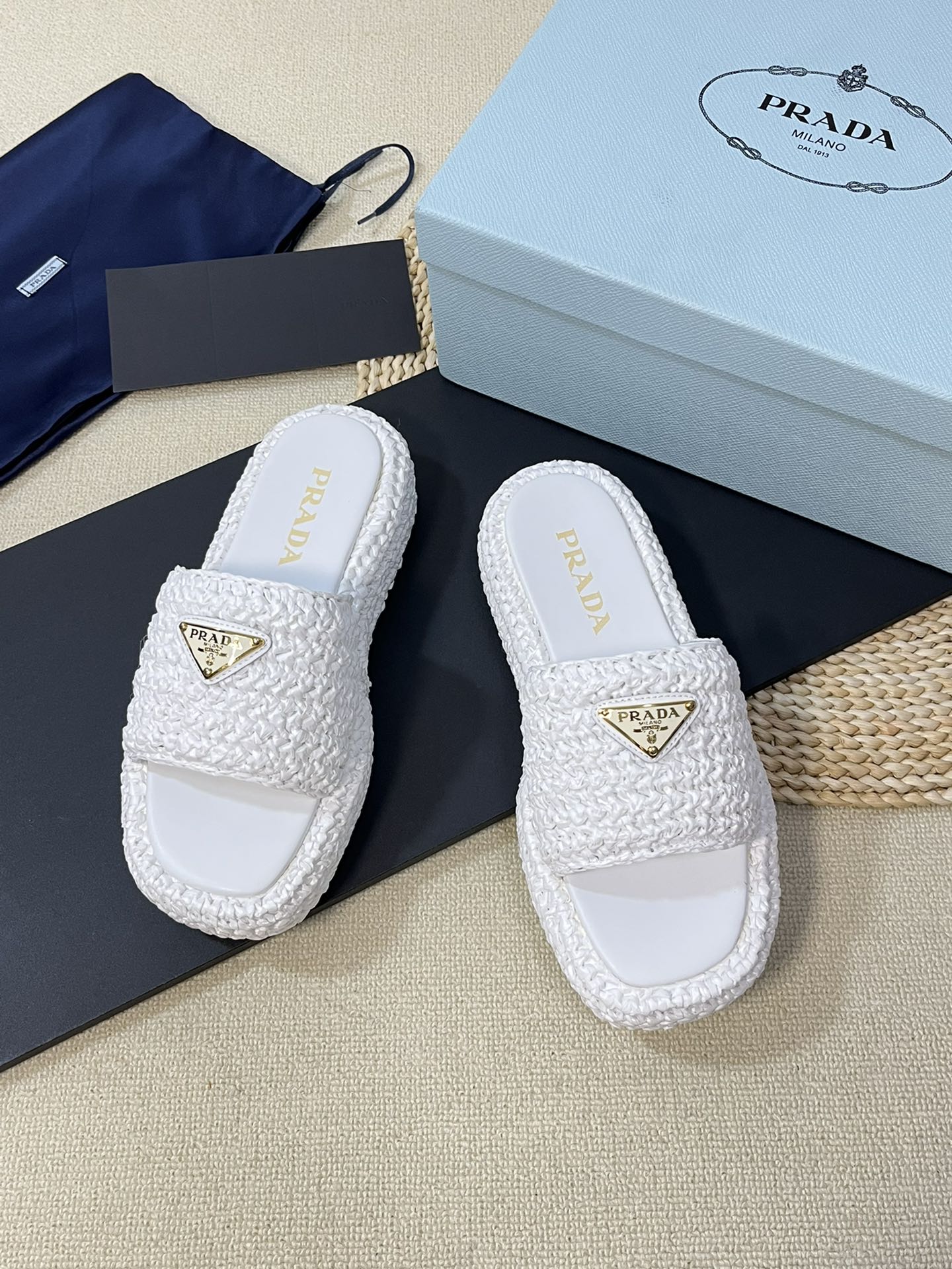 Crochet Flatform Slides 40 White - 35