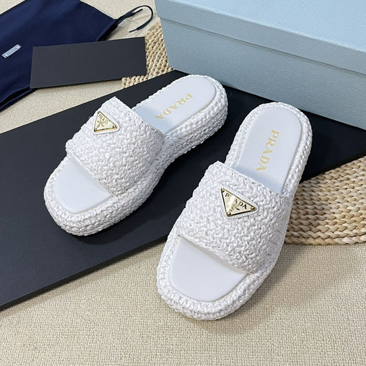 Crochet Flatform Slides 40 White - 35