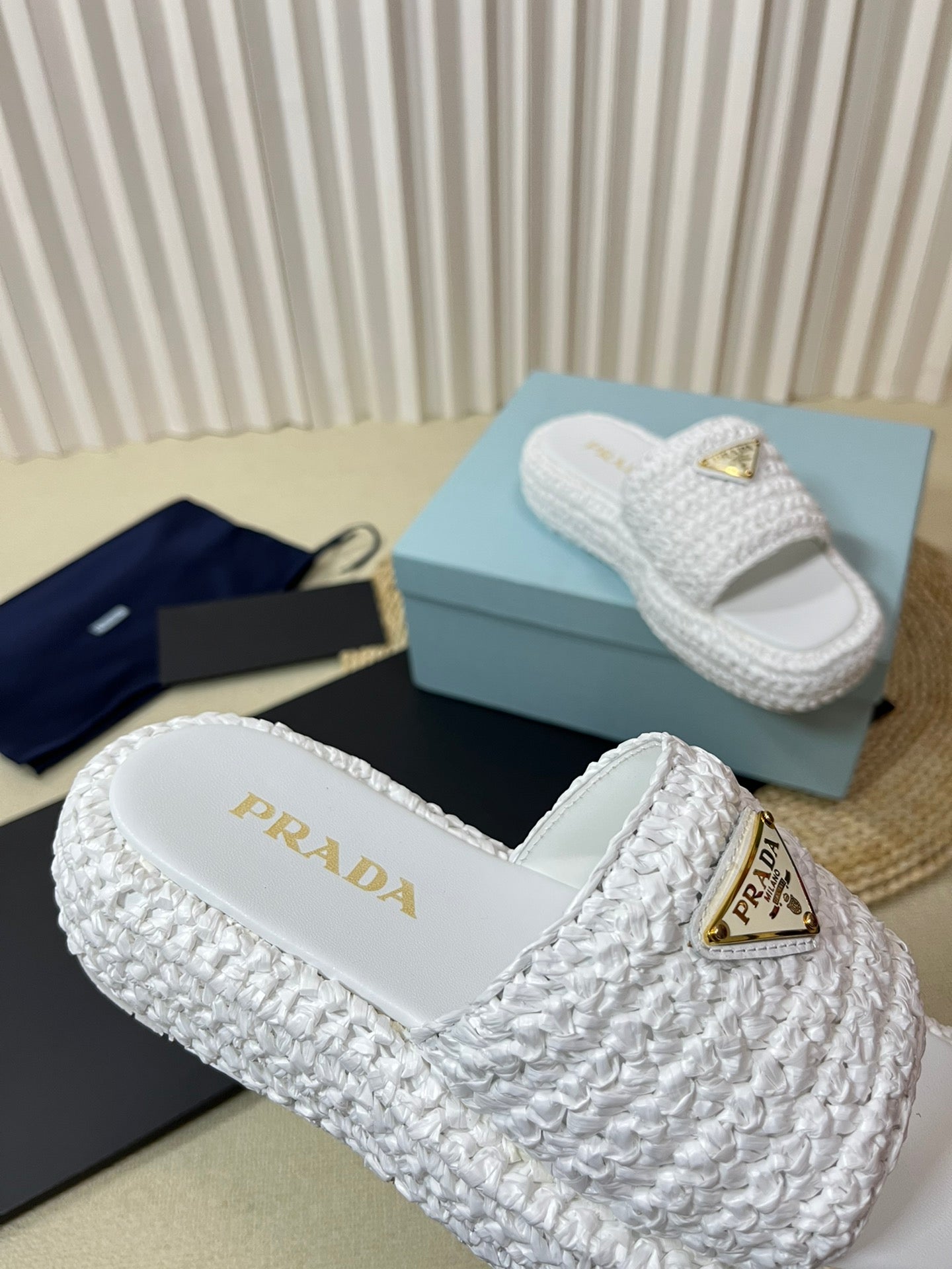 Crochet Flatform Slides 40 White - 35