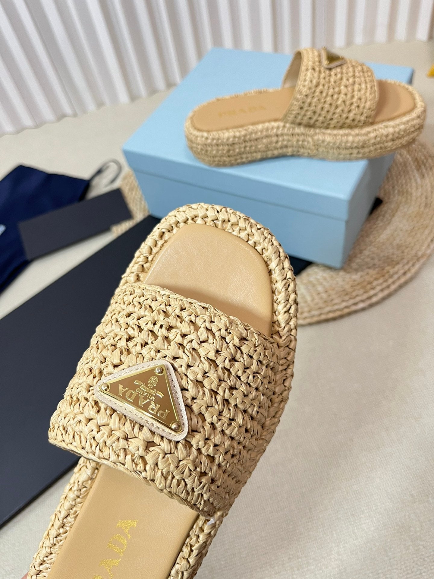 Crochet Flatform Slides 40 Beige - 35