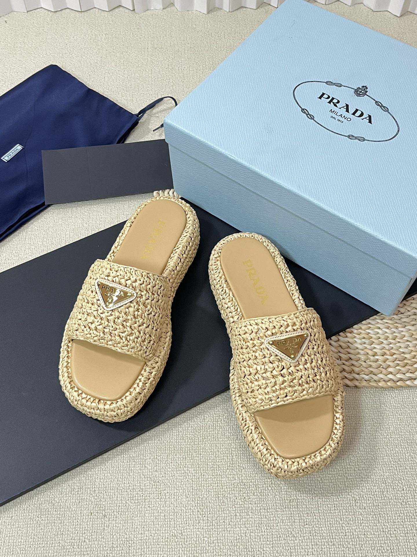Crochet Flatform Slides 40 Beige - 35