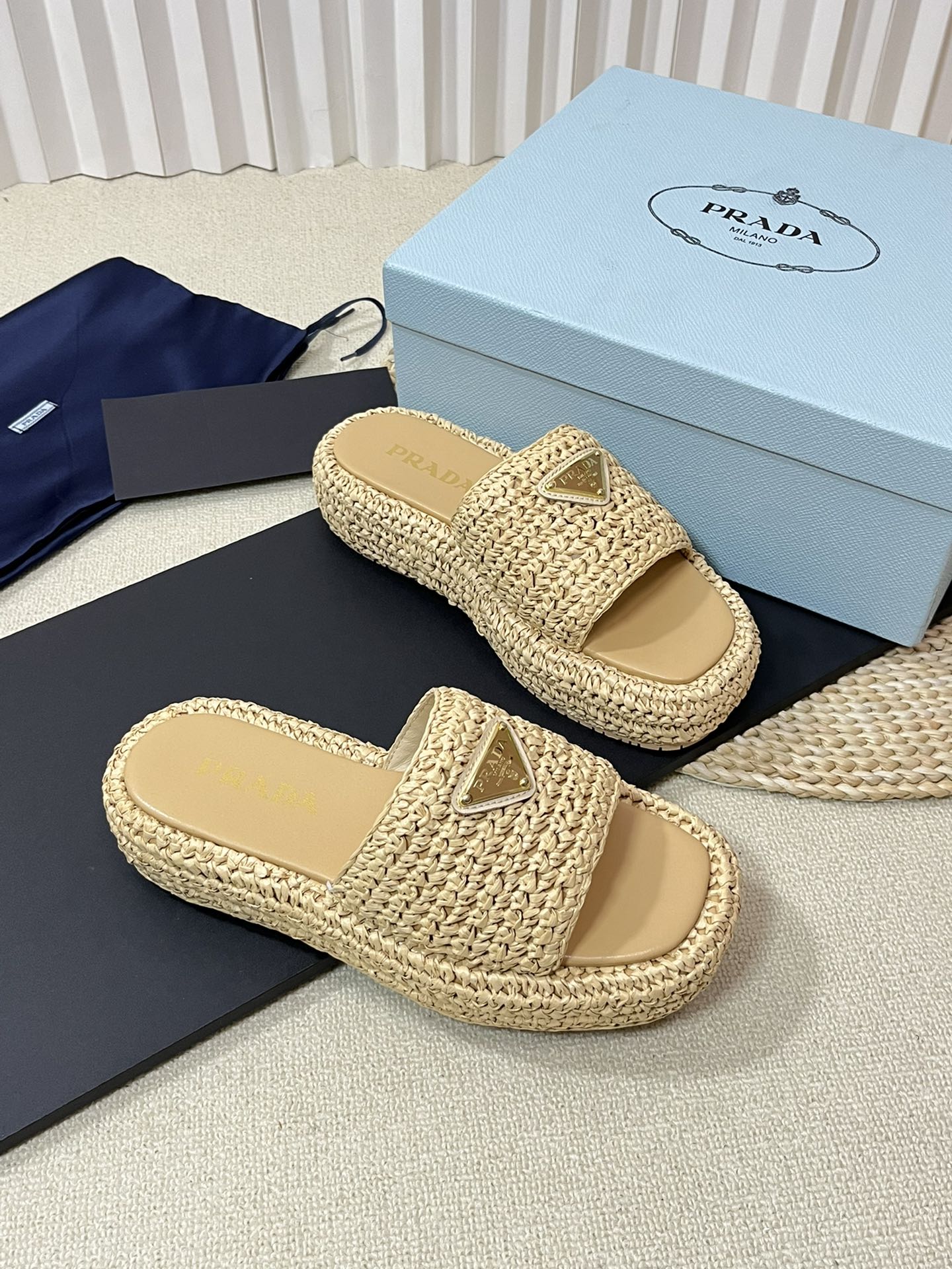 Crochet Flatform Slides 40 Beige - 35