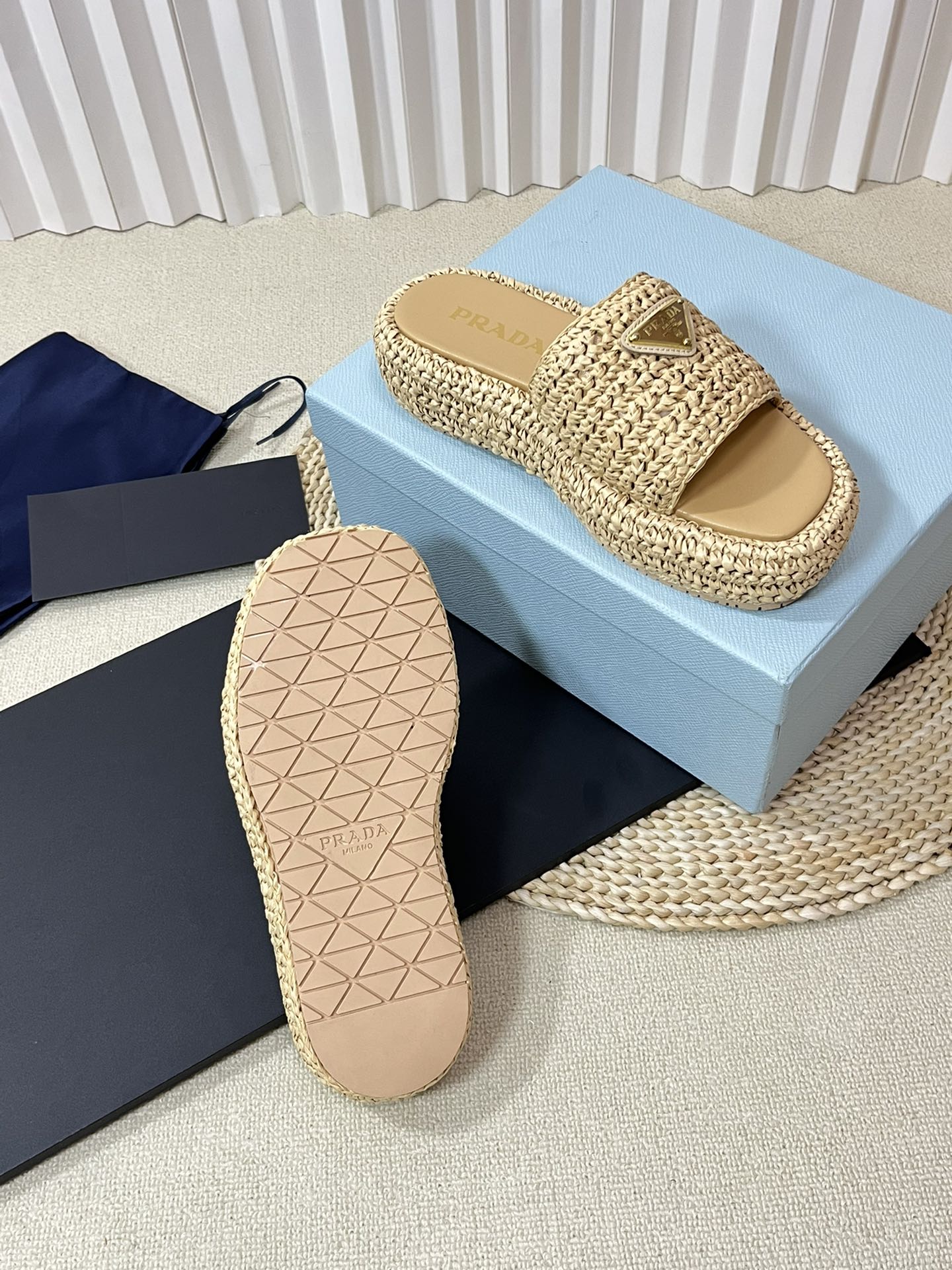 Crochet Flatform Slides 40 Beige - 35