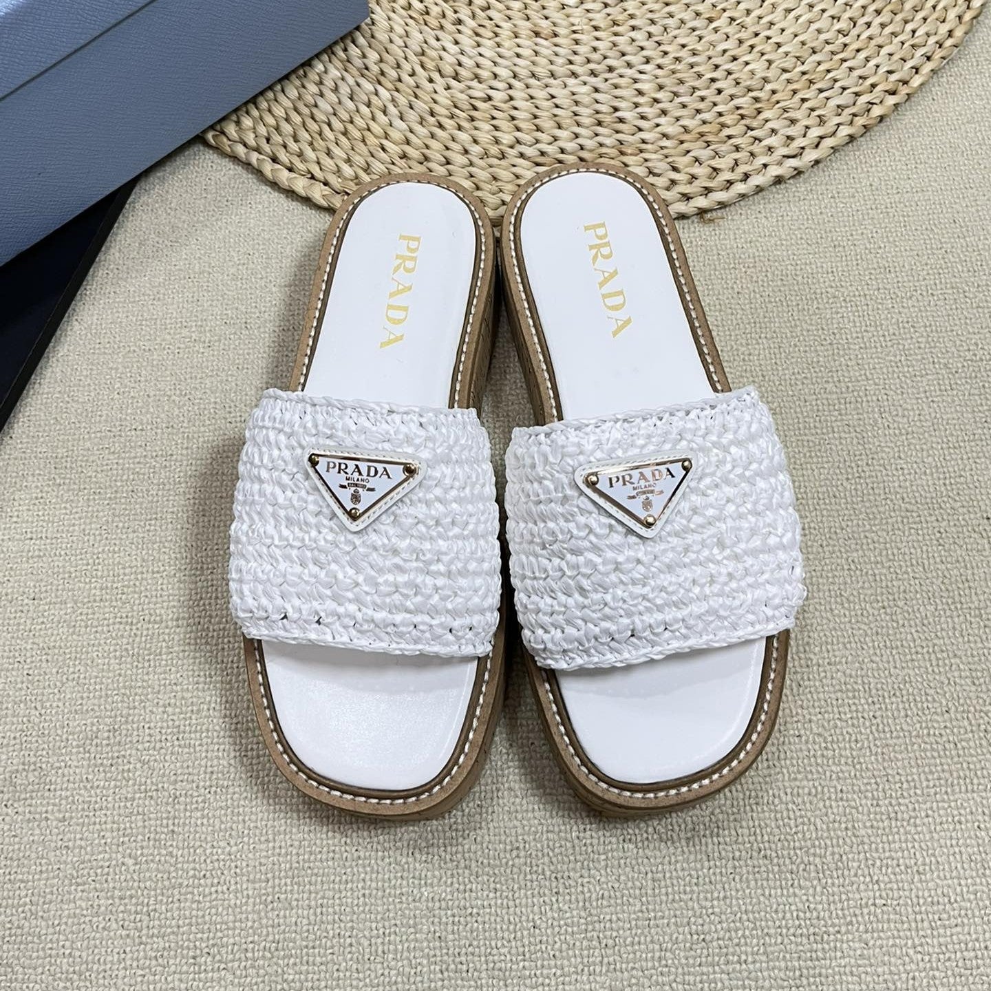 Crochet Flatform Slides 40 Lightweight Cork Sole White - 35