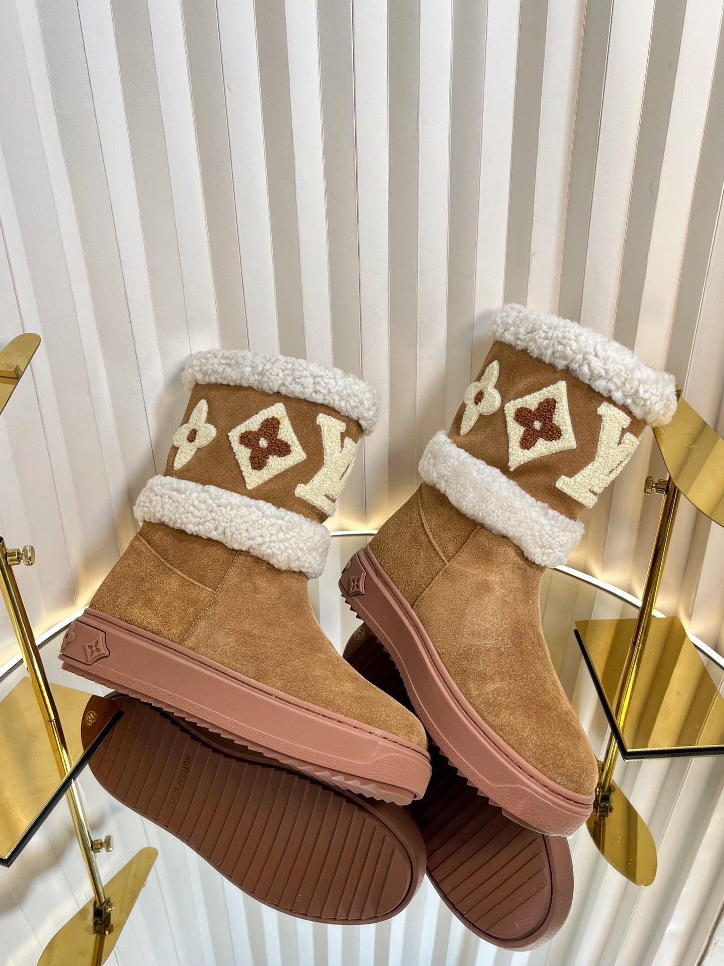 SNOWDROP FLAT ANKLE BOOTS IN CIDER BROWN SUEDE - 35
