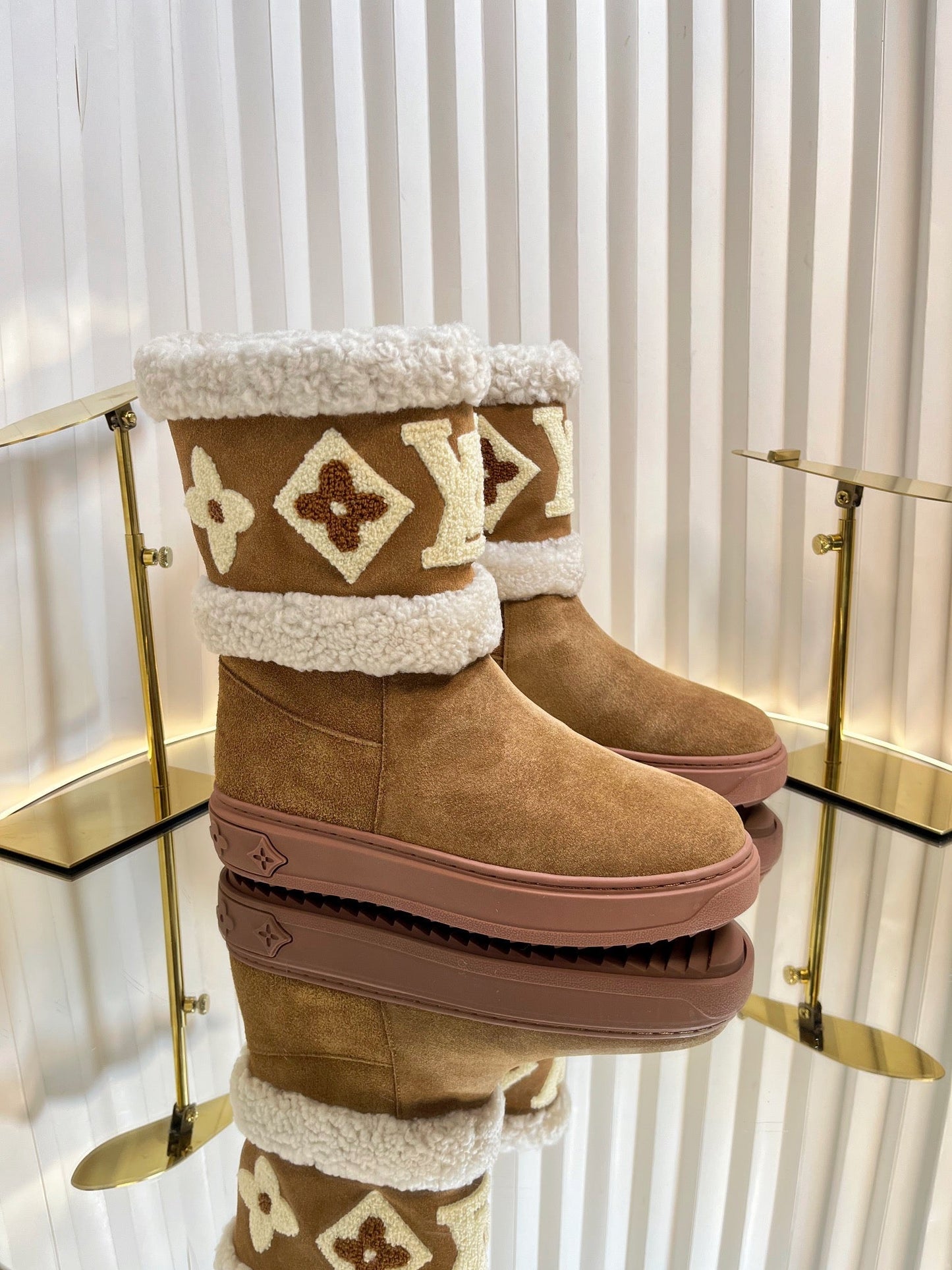 SNOWDROP FLAT ANKLE BOOTS IN CIDER BROWN SUEDE - 35