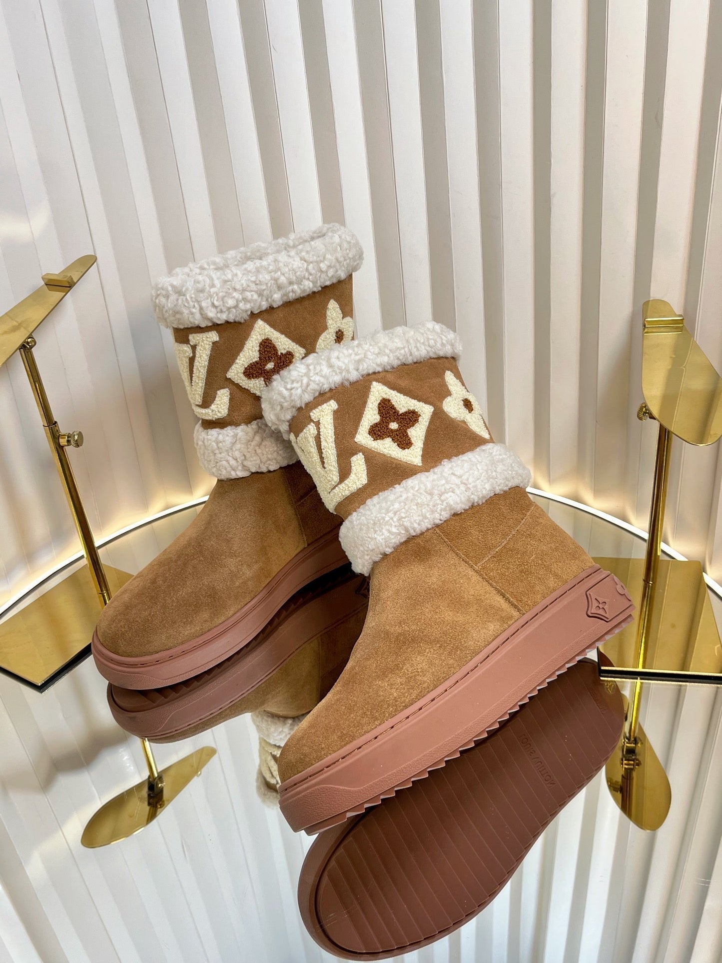 SNOWDROP FLAT ANKLE BOOTS IN CIDER BROWN SUEDE - 35
