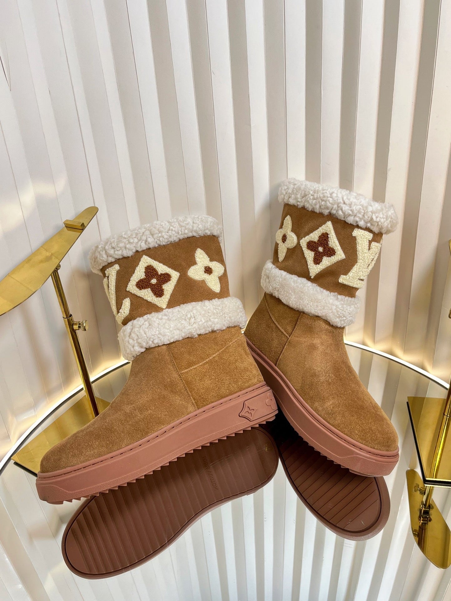 SNOWDROP FLAT ANKLE BOOTS IN CIDER BROWN SUEDE - 35