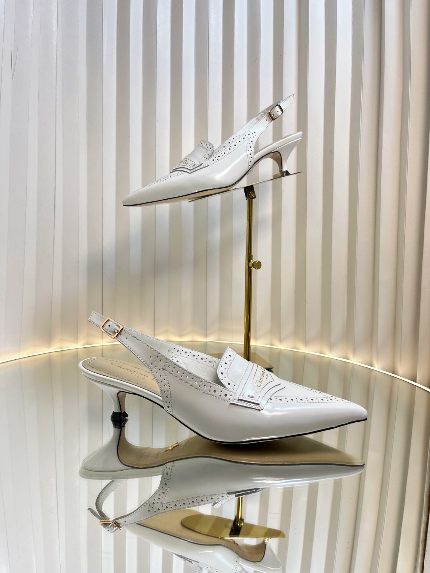BOY SLINGBACK PUMP 35MM 25S IN WHITE CALFSKIN - 35